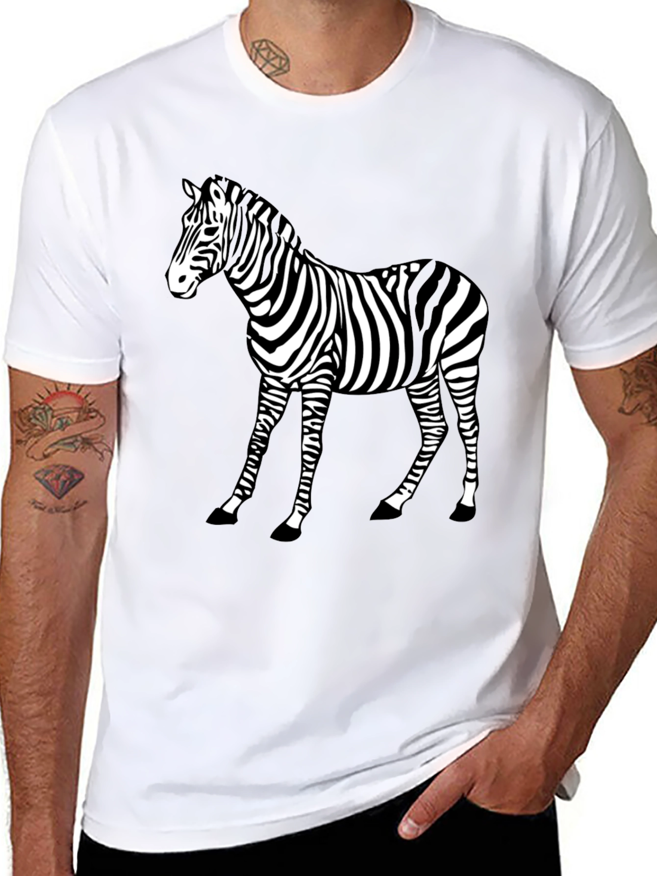 Zebra Graphic Tee - Black Animal Print Shirt