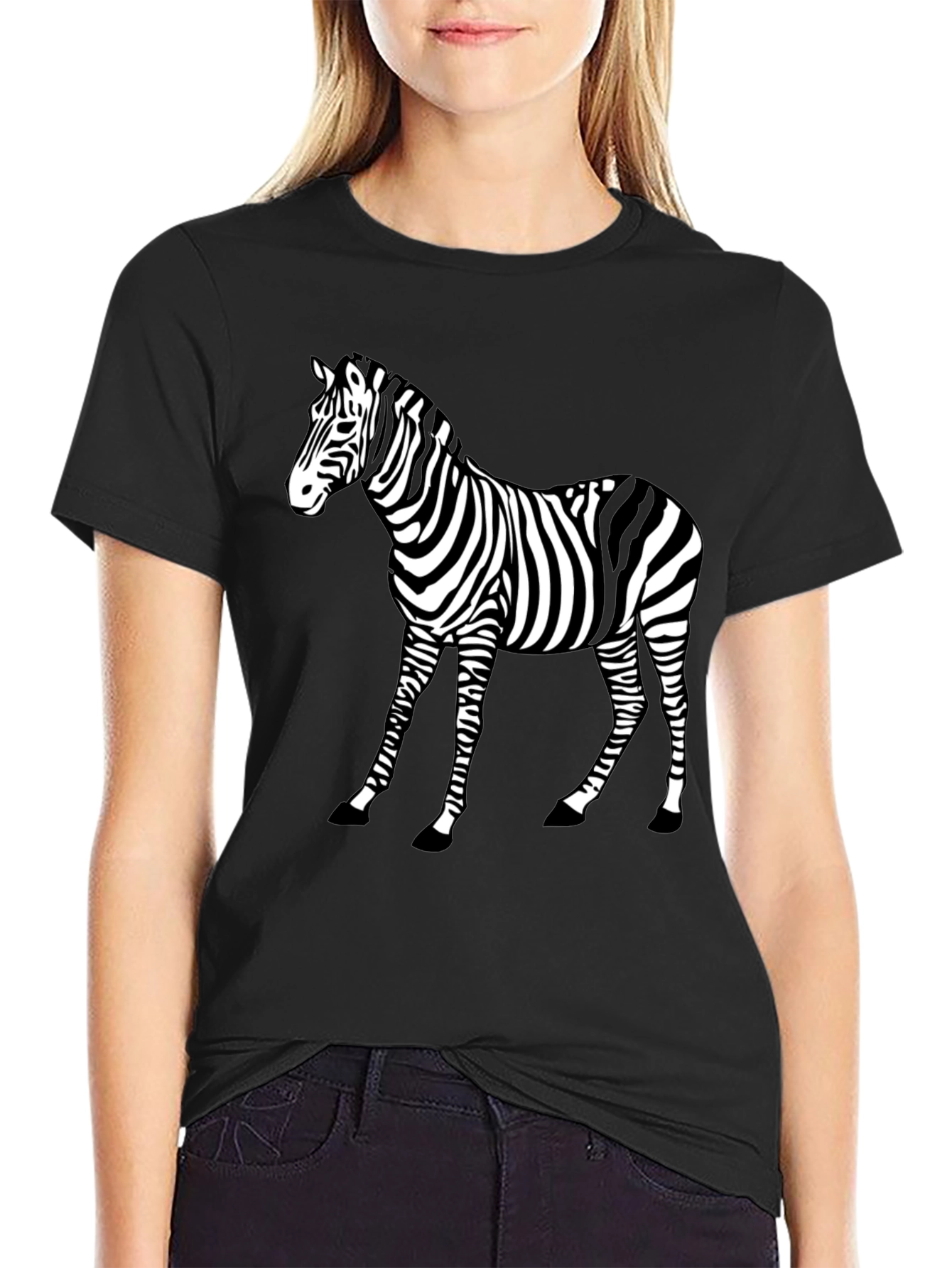 Zebra Graphic Tee - Black Animal Print Shirt