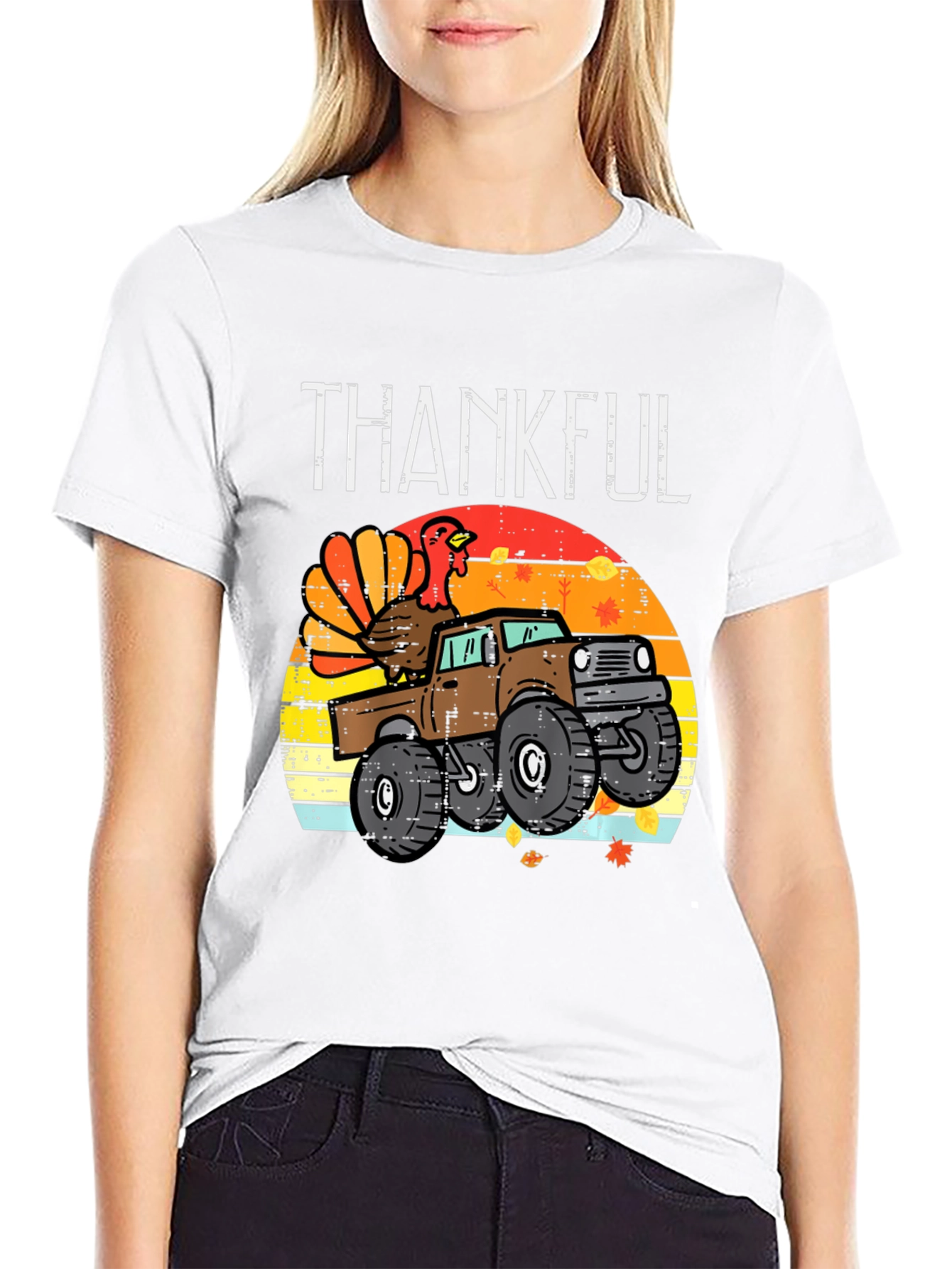 Thankful Turkey Truck Graphic T-Shirt