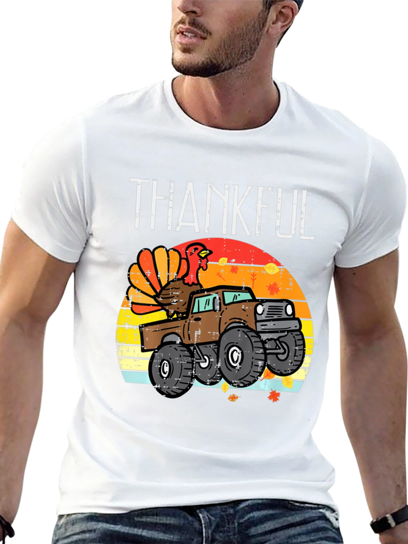 Thankful Turkey Truck Graphic T-Shirt