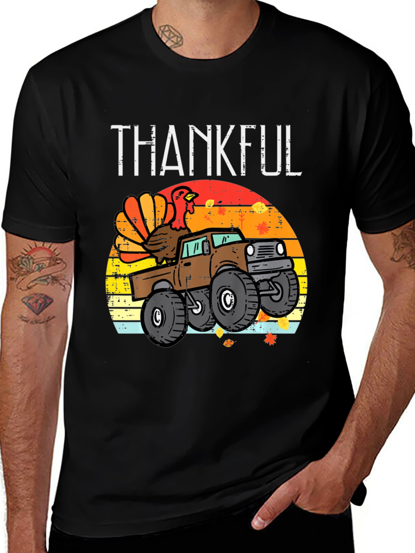 Thankful Turkey Truck Graphic T-Shirt