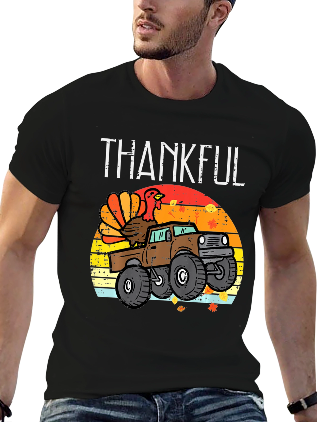 Thankful Turkey Truck Graphic T-Shirt