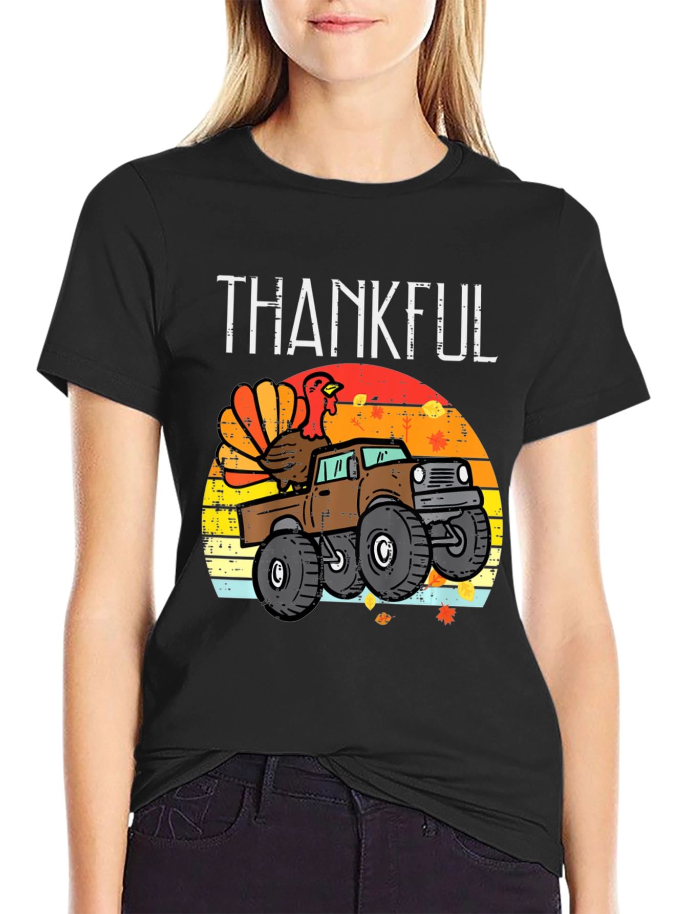 Thankful Turkey Truck Graphic T-Shirt