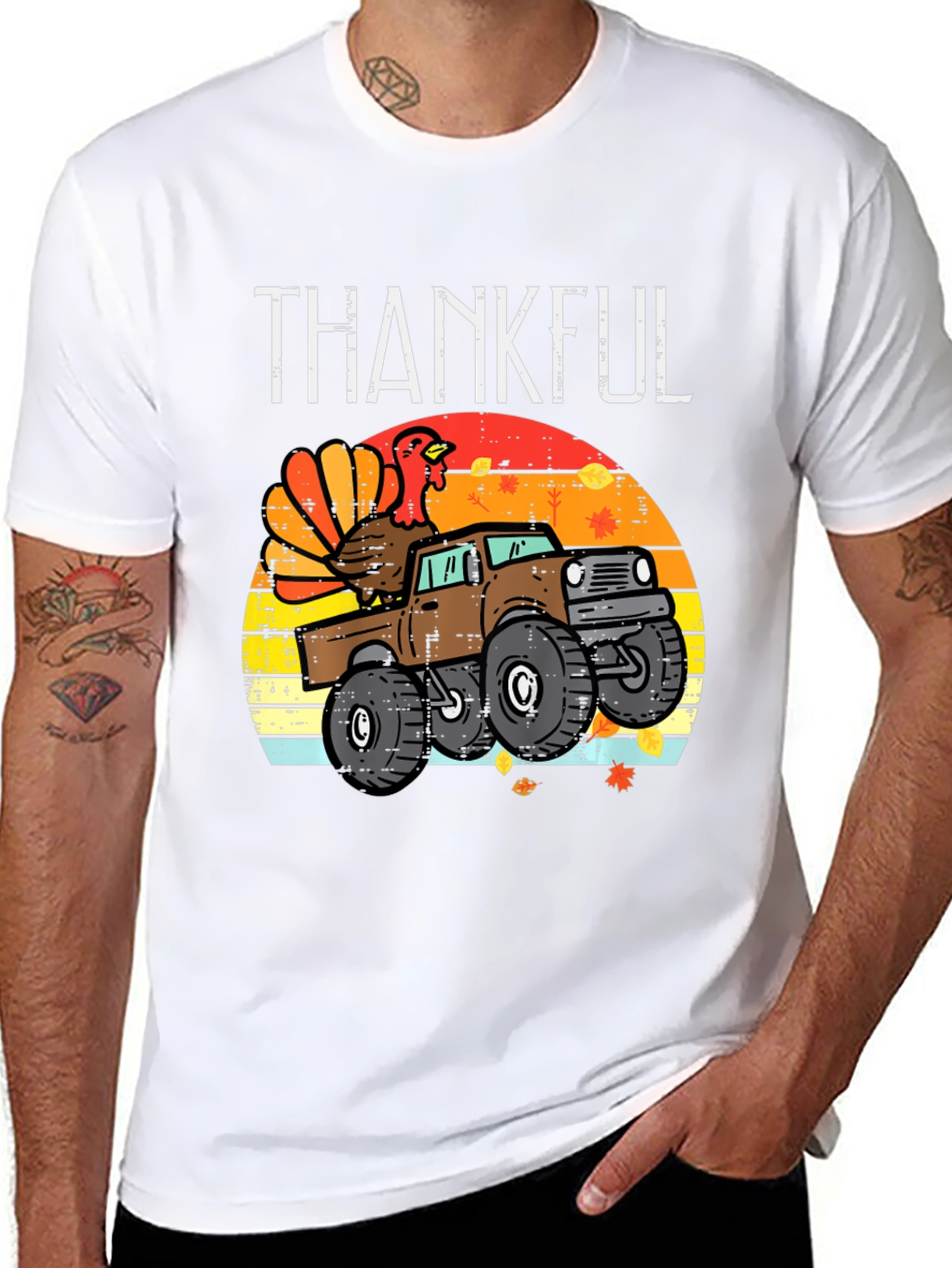 Thankful Turkey Truck Graphic T-Shirt