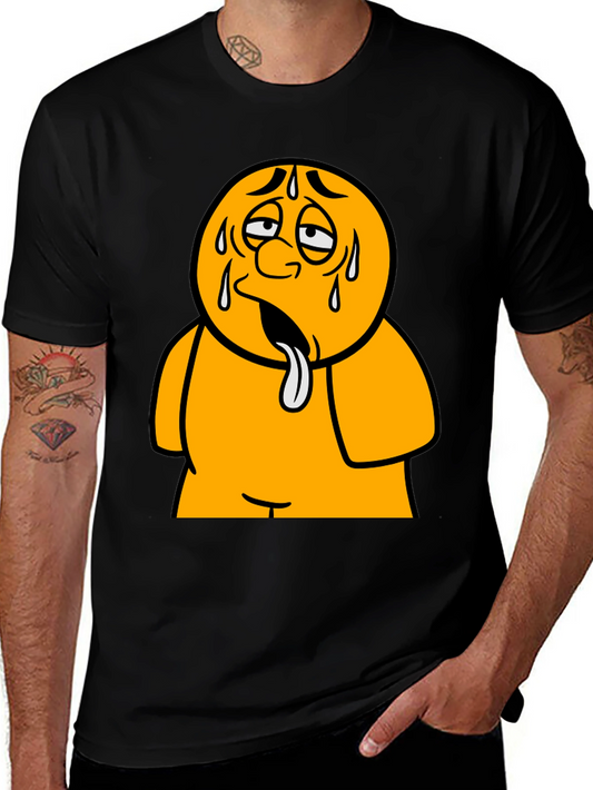 Sweating Cartoon Character Black T-Shirt