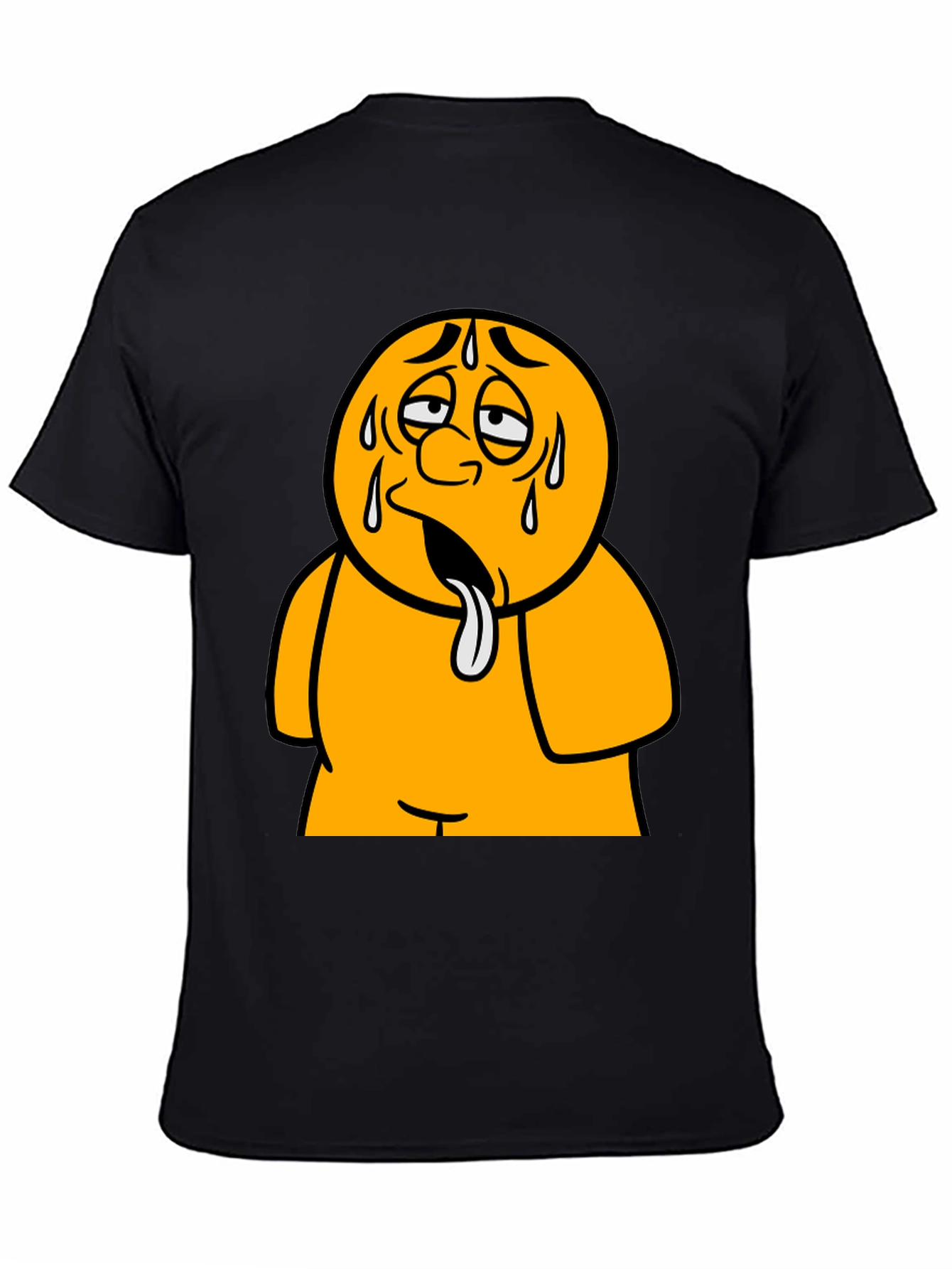Sweating Cartoon Character Black T-Shirt
