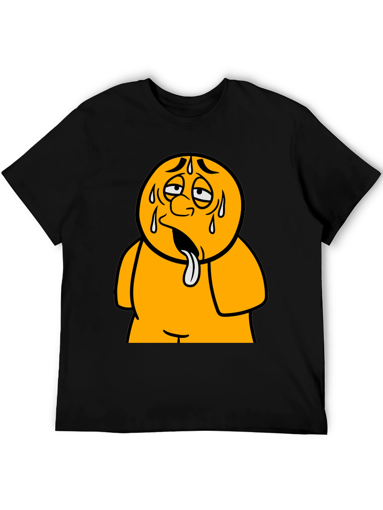 Sweating Cartoon Character Black T-Shirt