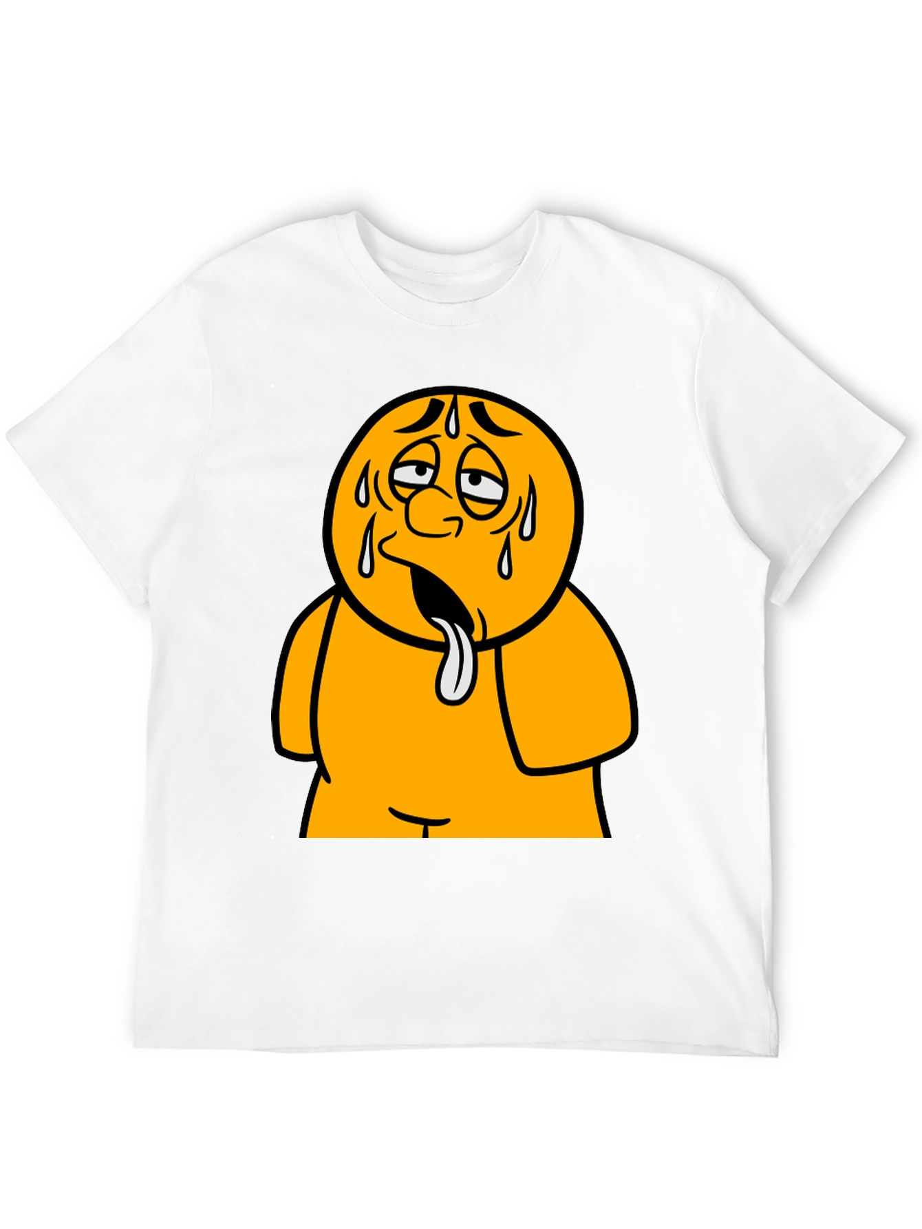 Sweating Cartoon Character Black T-Shirt