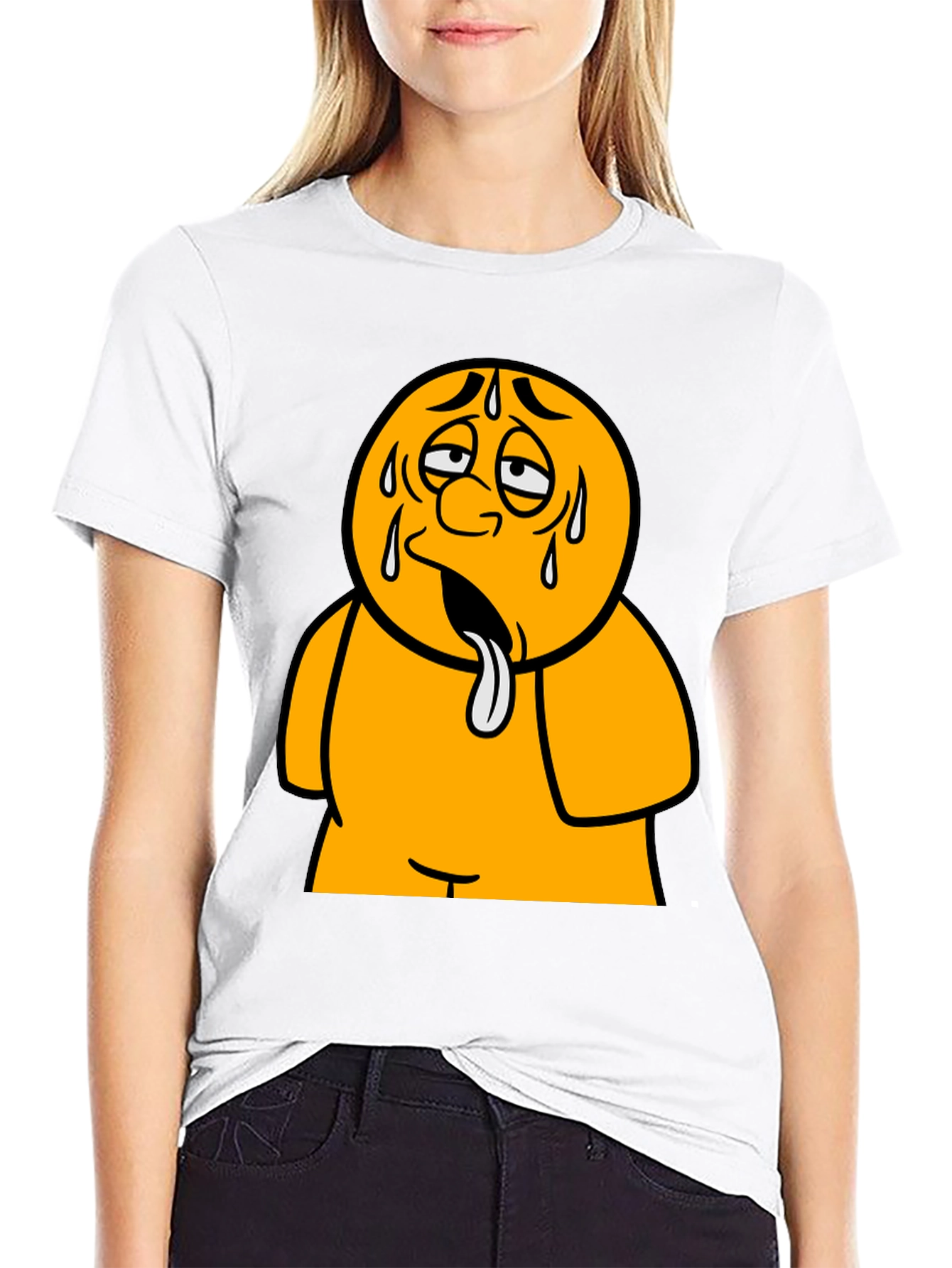 Sweating Cartoon Character Black T-Shirt