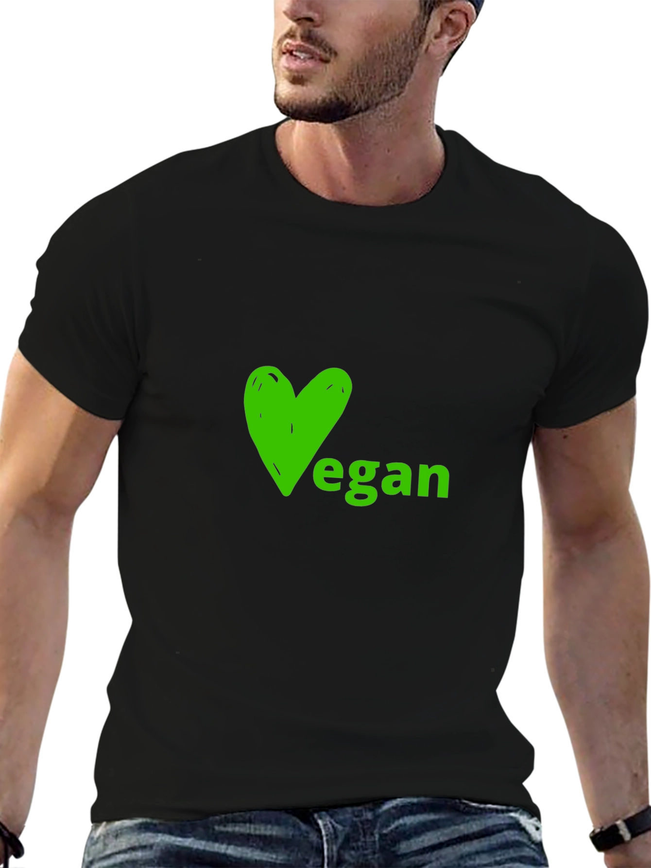Vegan Heart Graphic Tee - Soft Black Shirt