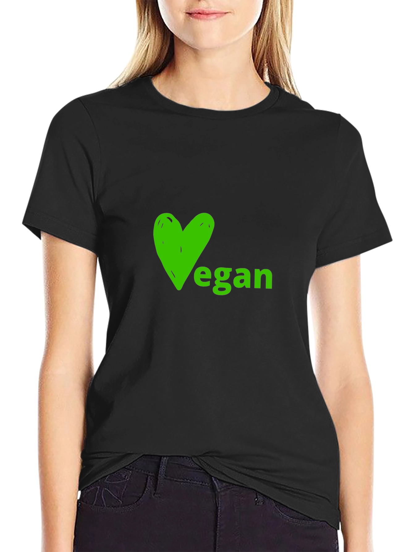 Vegan Heart Graphic Tee - Soft Black Shirt