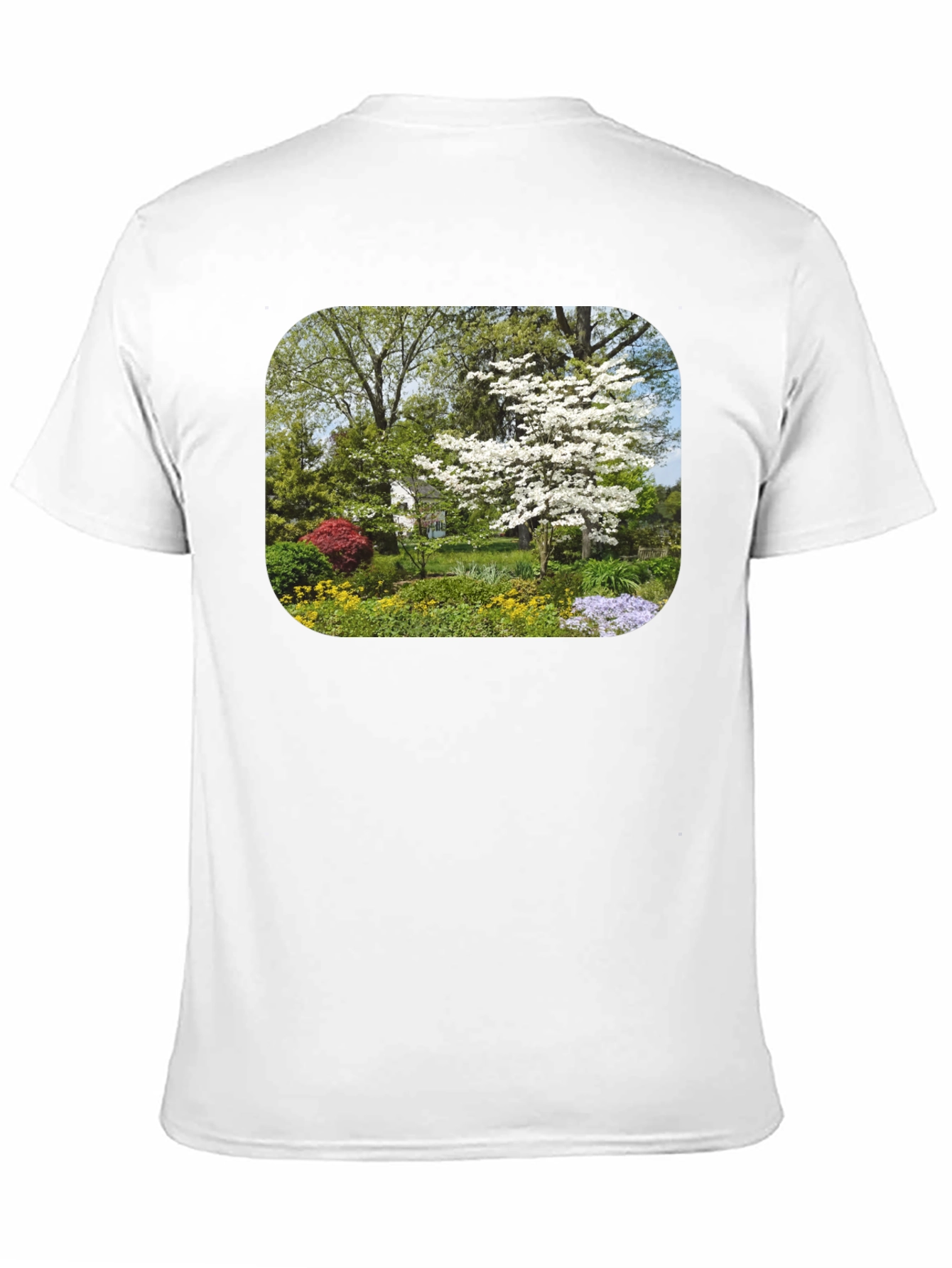 Nature Garden Scene Black T-Shirt