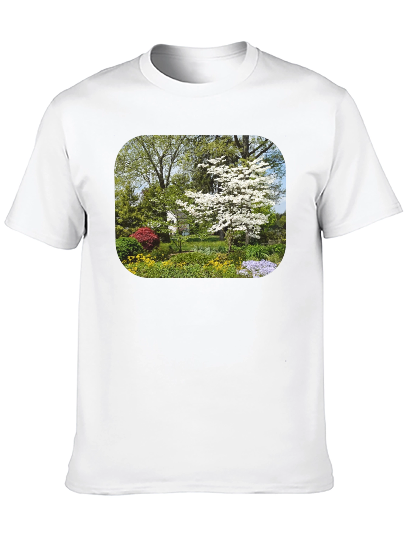 Nature Garden Scene Black T-Shirt