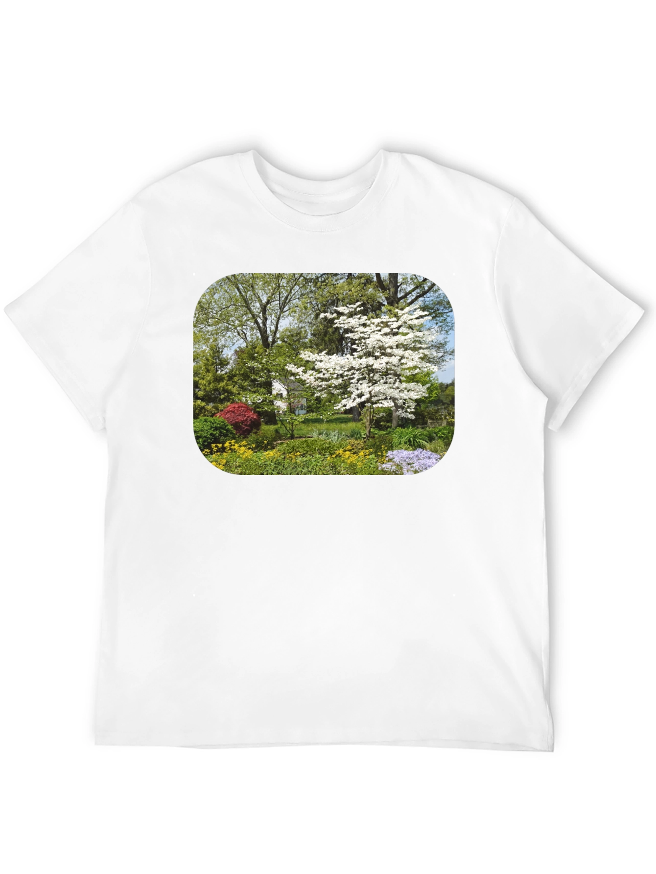 Nature Garden Scene Black T-Shirt