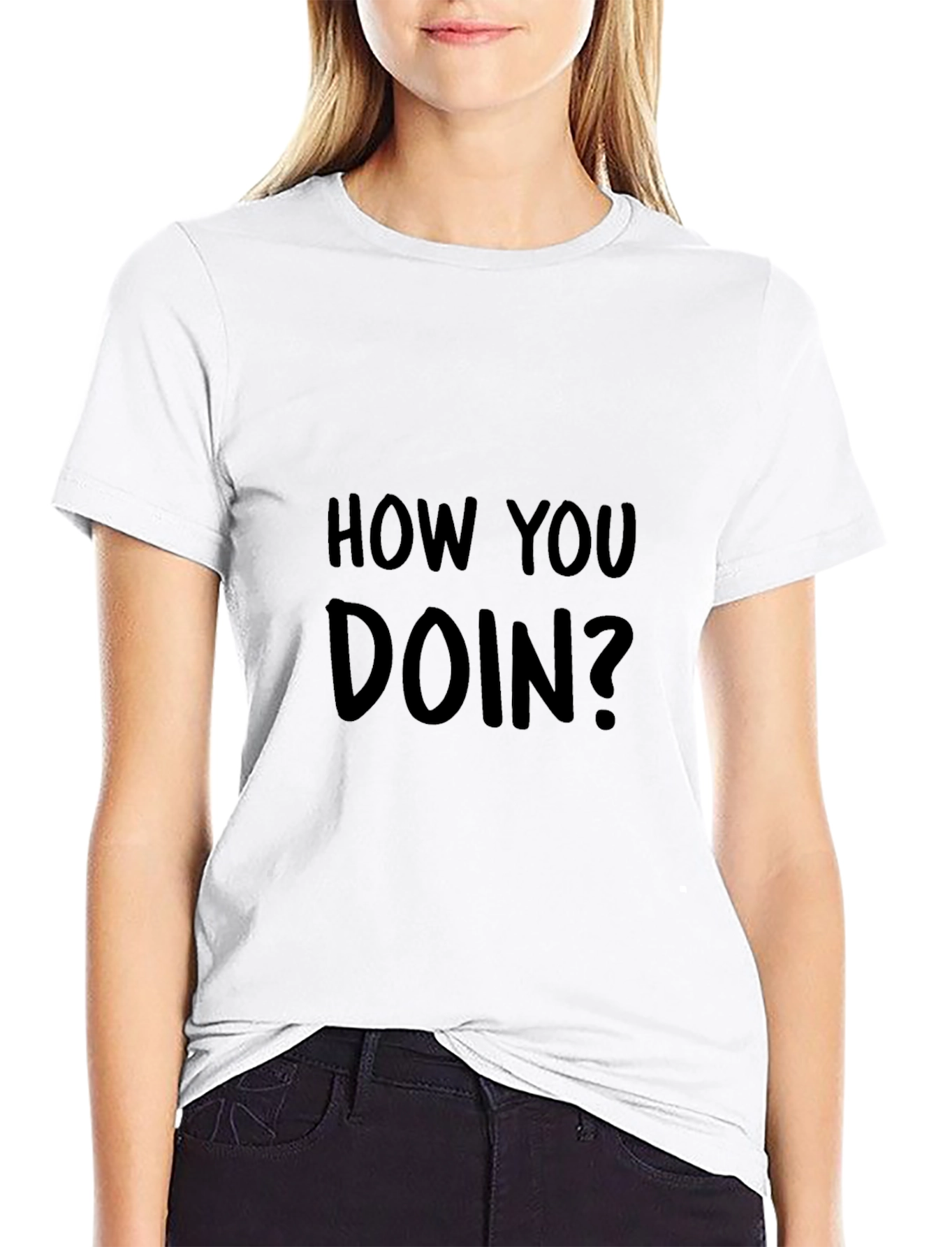 How You Doin? Graphic Print Black T-Shirt