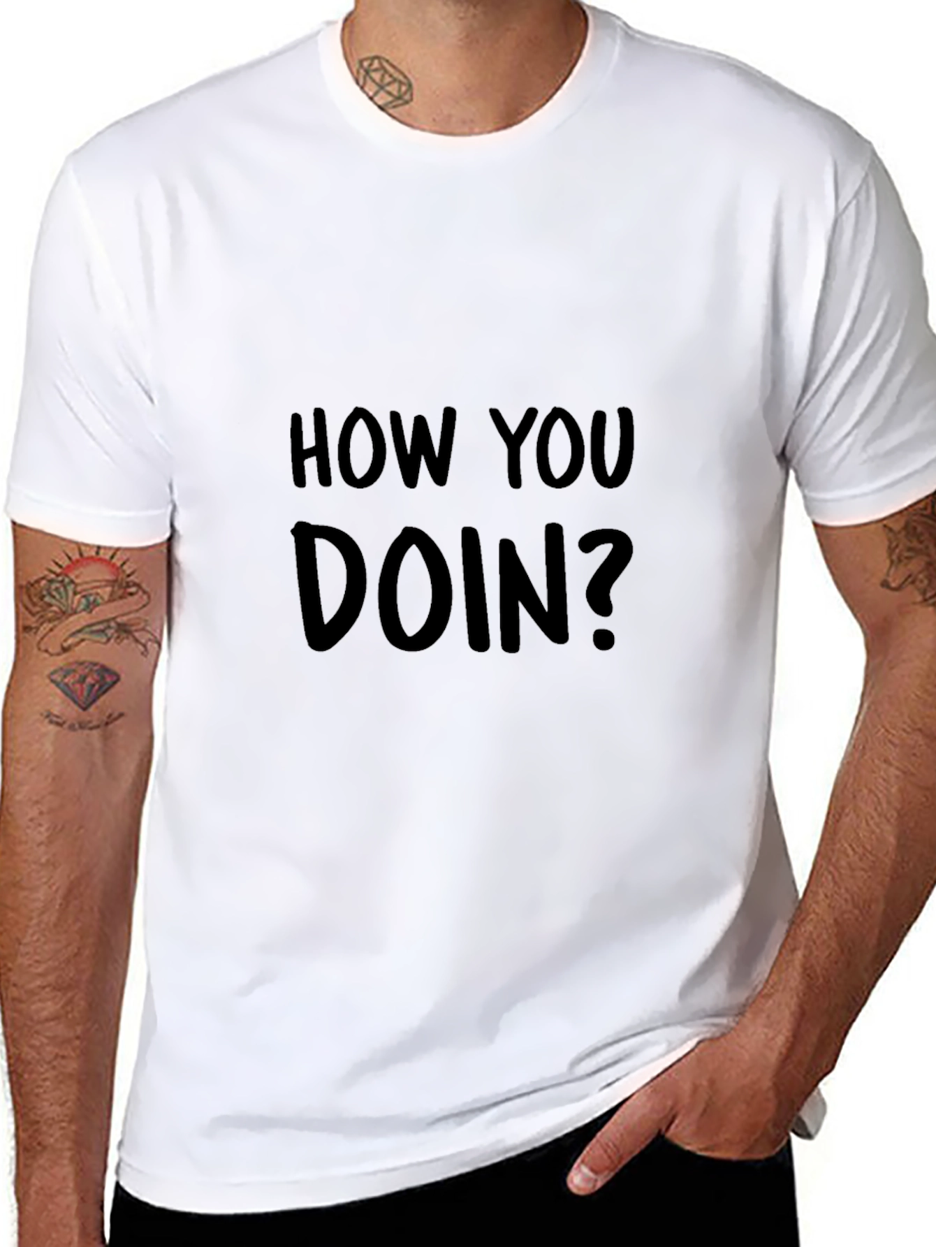 How You Doin? Graphic Print Black T-Shirt