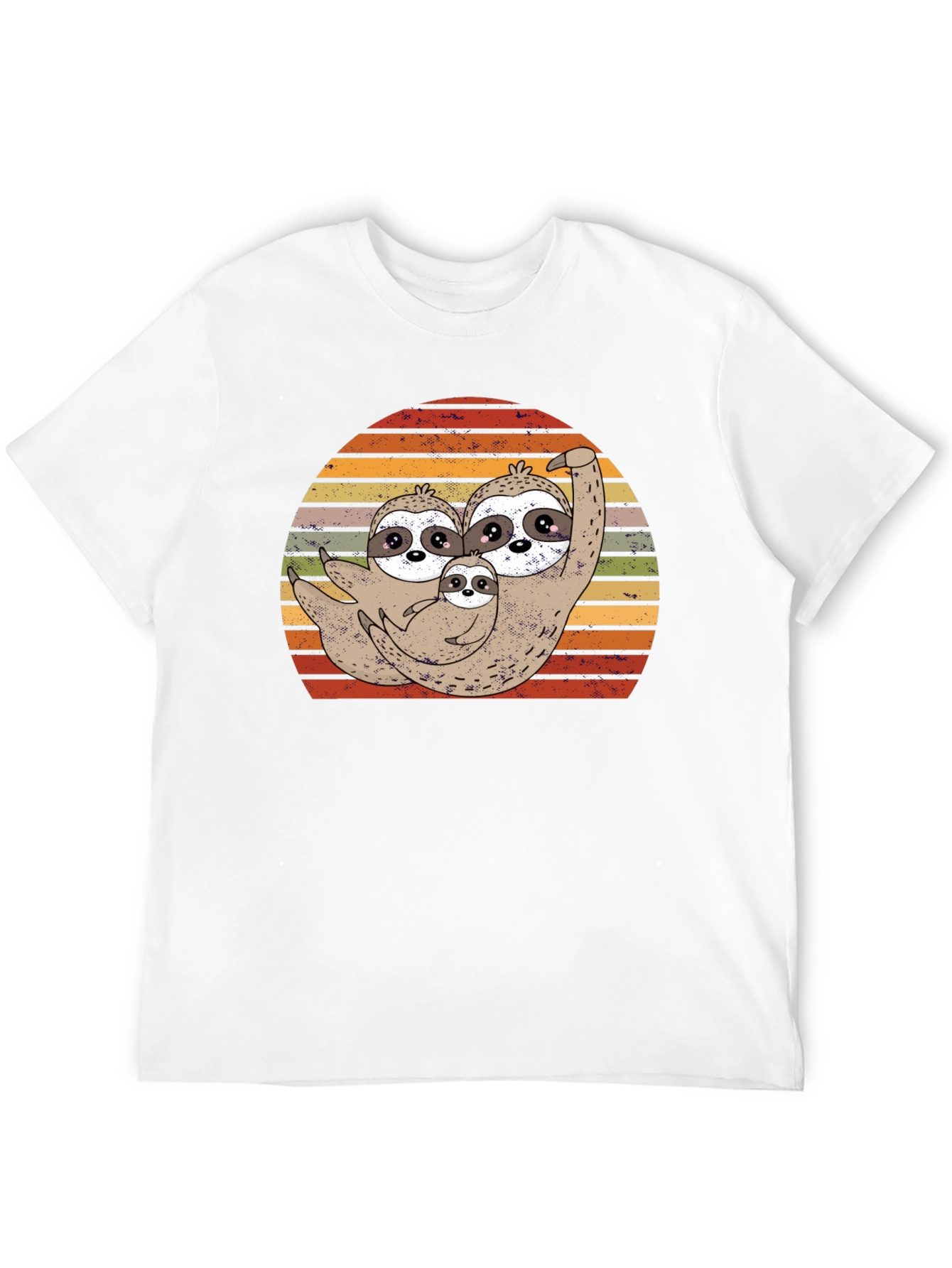 Cute Sloth Family Sunset T-Shirt - Black