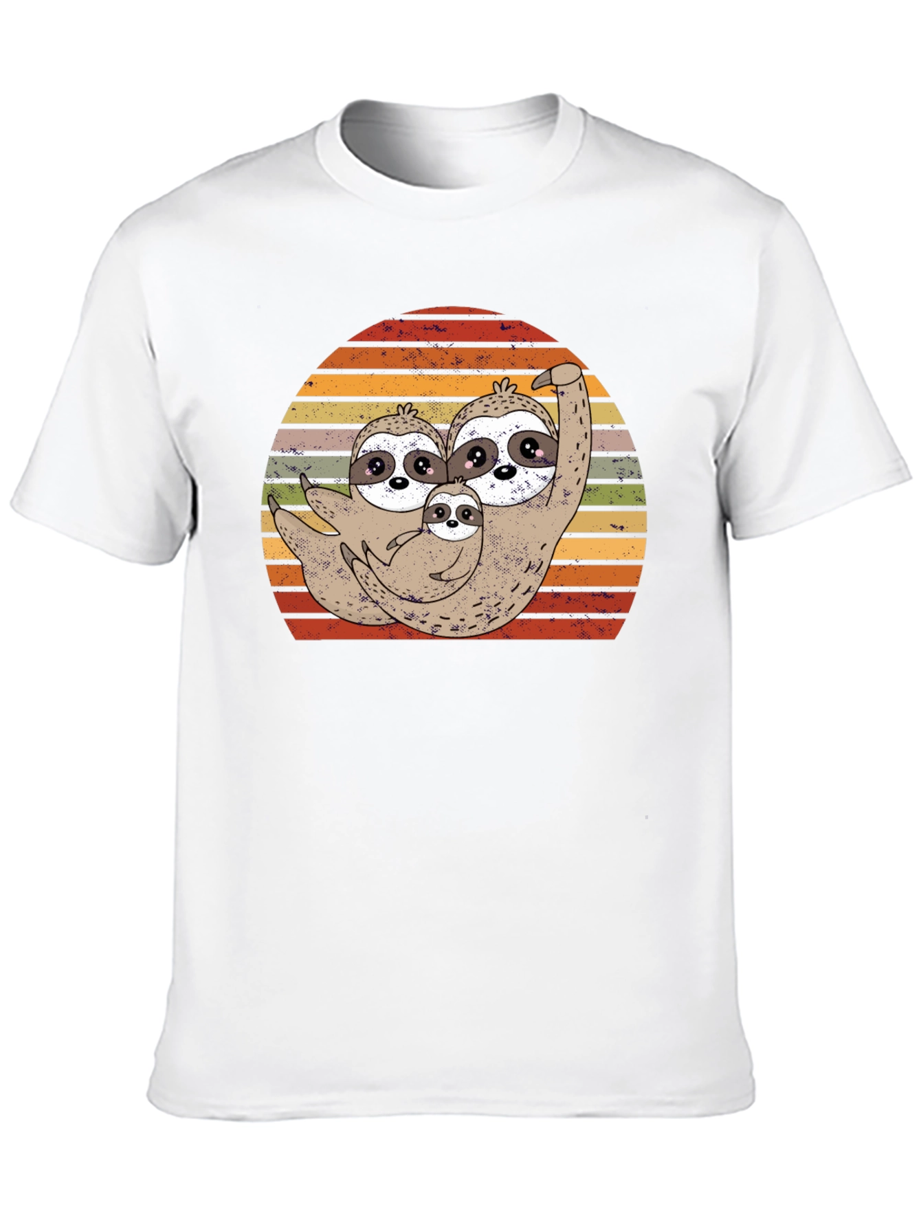 Cute Sloth Family Sunset T-Shirt - Black