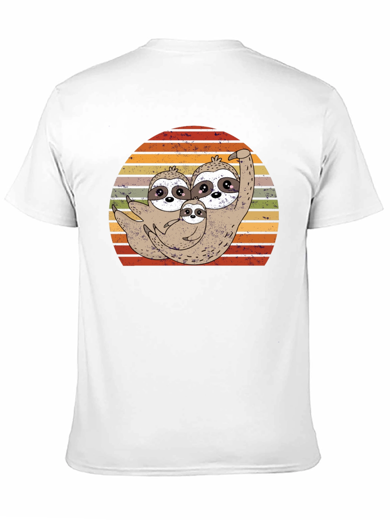 Cute Sloth Family Sunset T-Shirt - Black