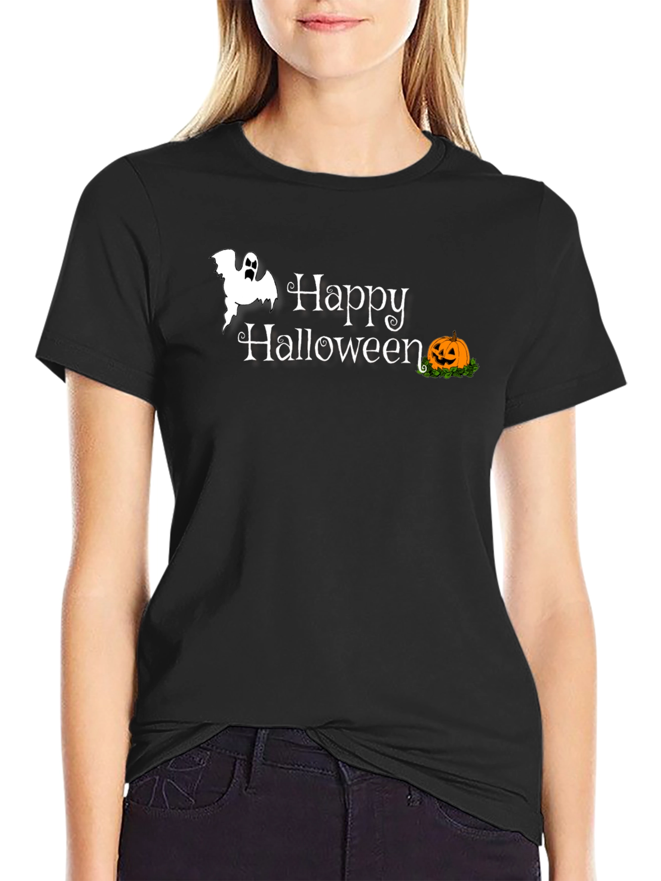 Happy Halloween Graphic Tee - Black