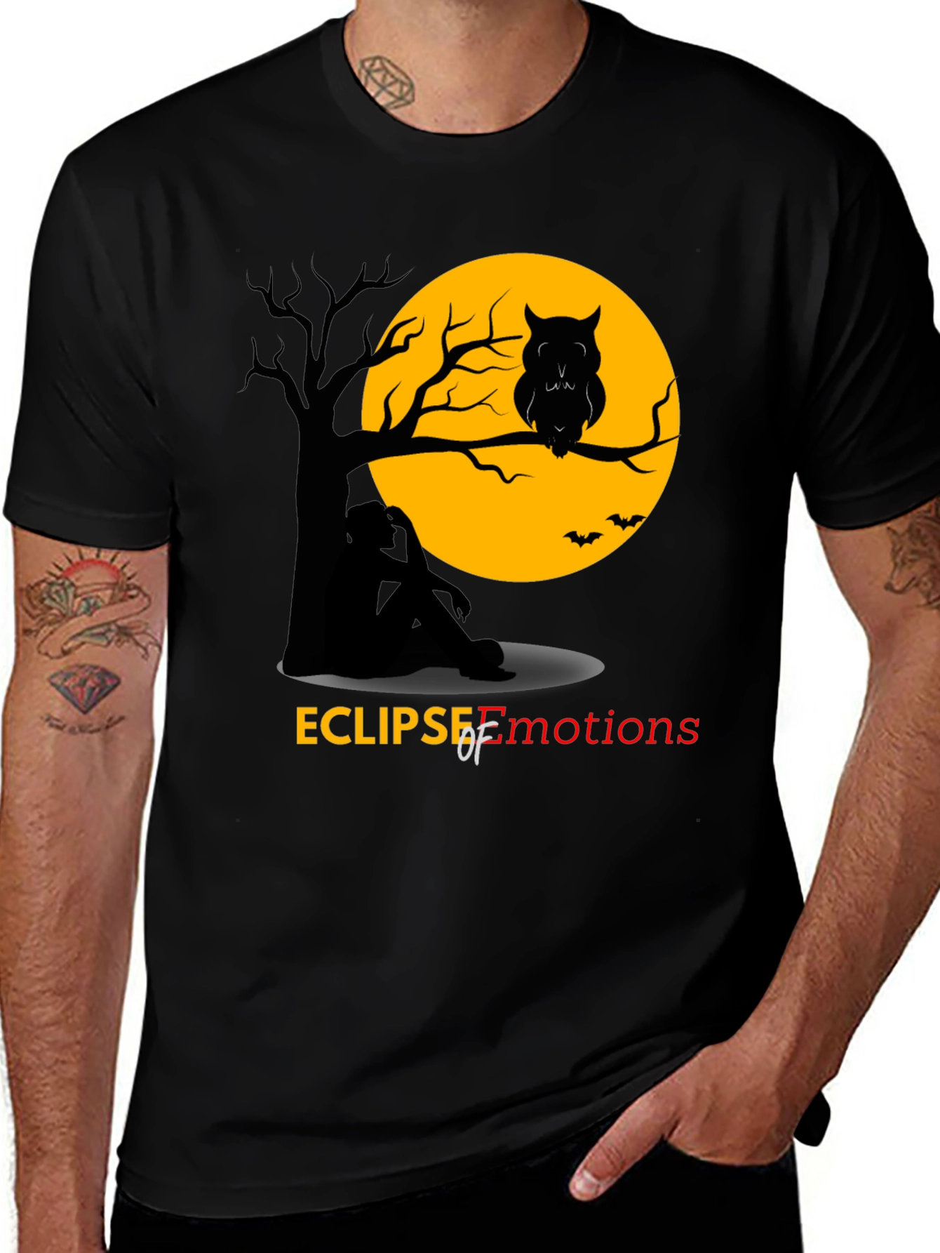 Eclipse of Emotions T-Shirt - Spooky Owl Design