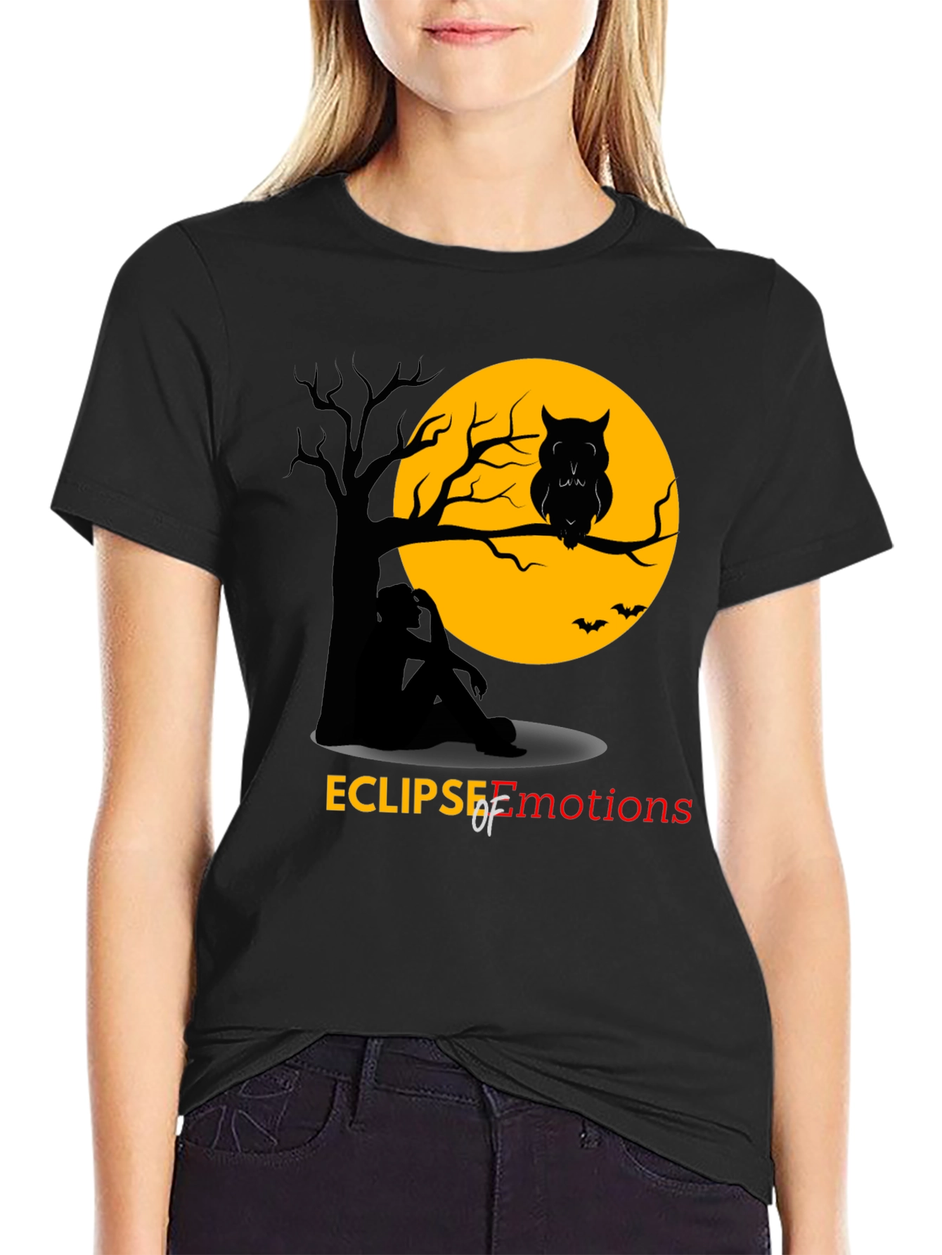 Eclipse of Emotions T-Shirt - Spooky Owl Design