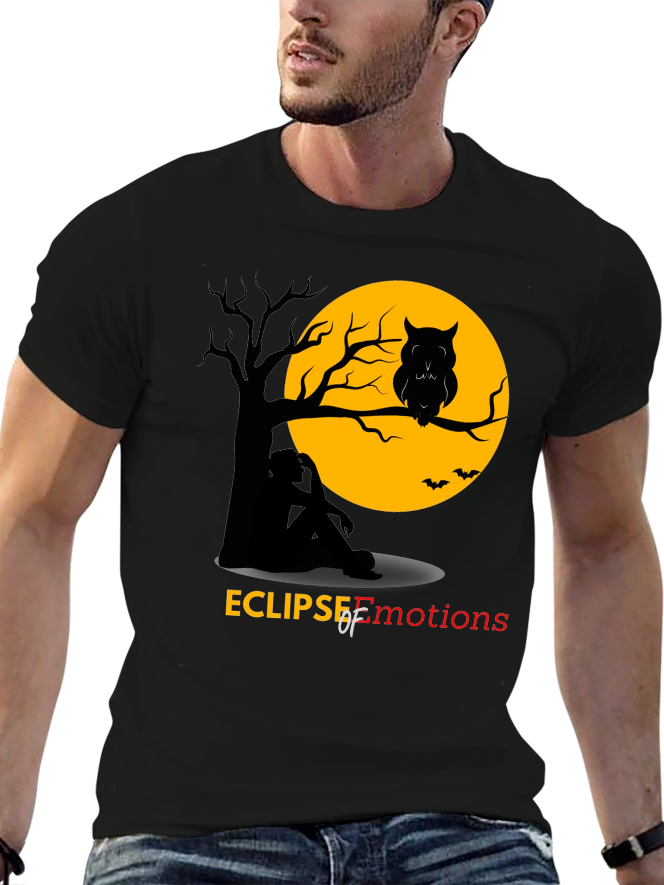 Eclipse of Emotions T-Shirt - Spooky Owl Design