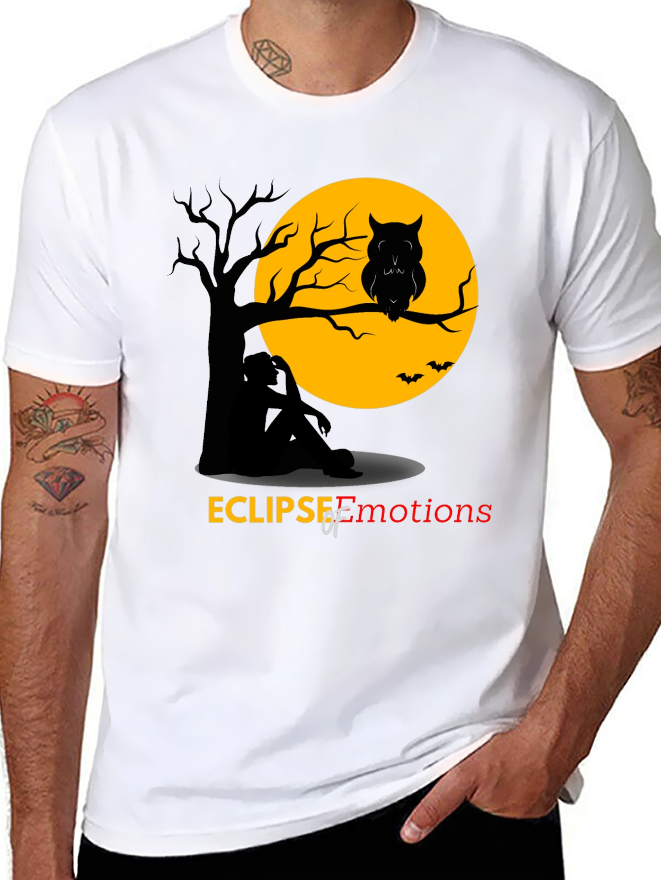 Eclipse of Emotions T-Shirt - Spooky Owl Design