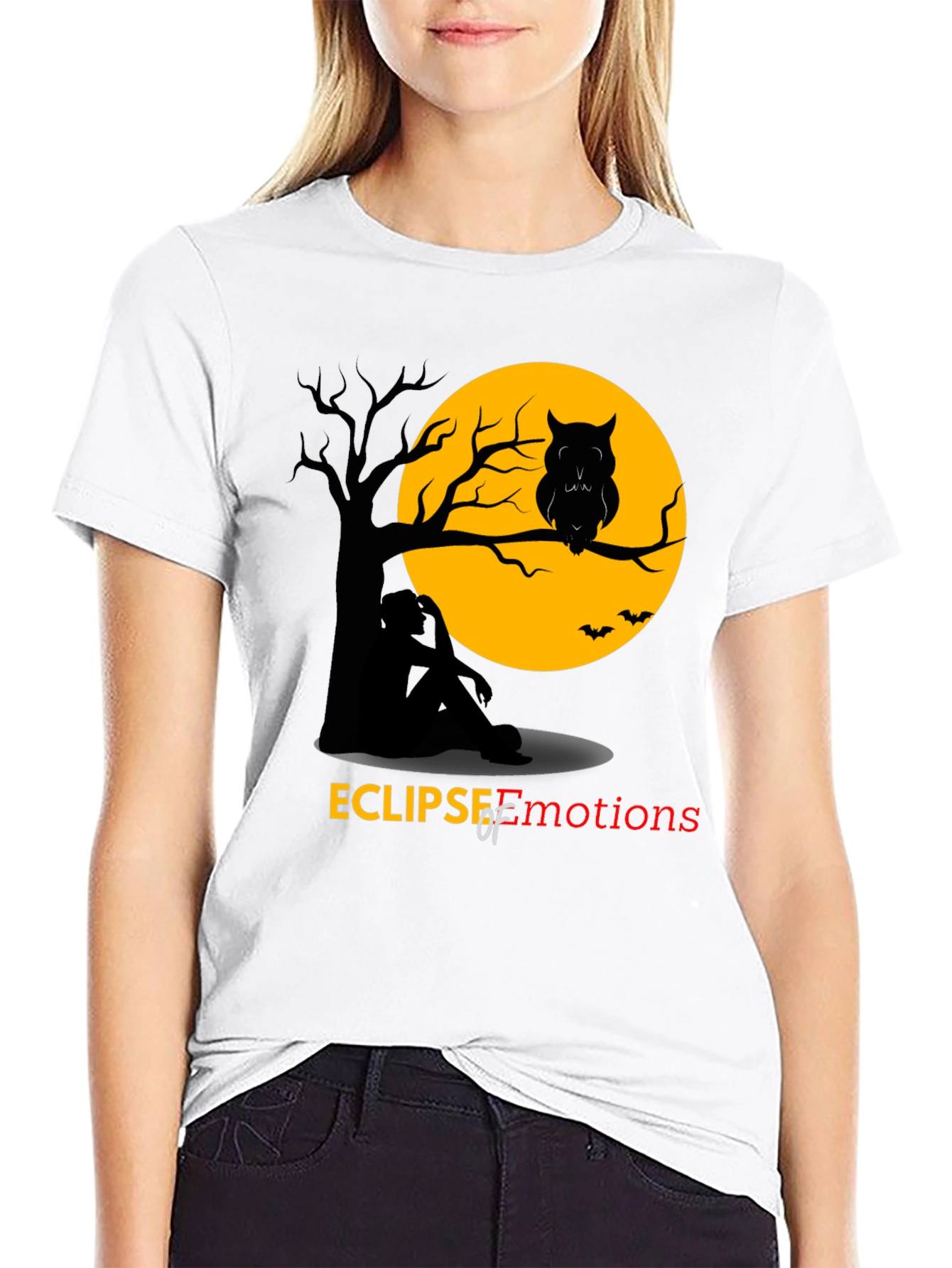 Eclipse of Emotions T-Shirt - Spooky Owl Design