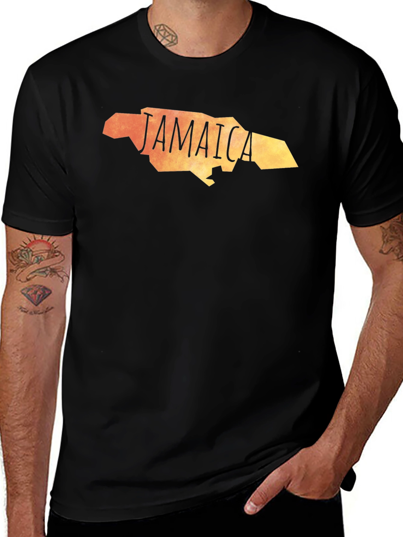 Jamaica Map Graphic T-Shirt - Black
