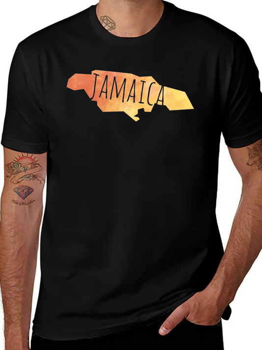 Jamaica Map Graphic T-Shirt - Black