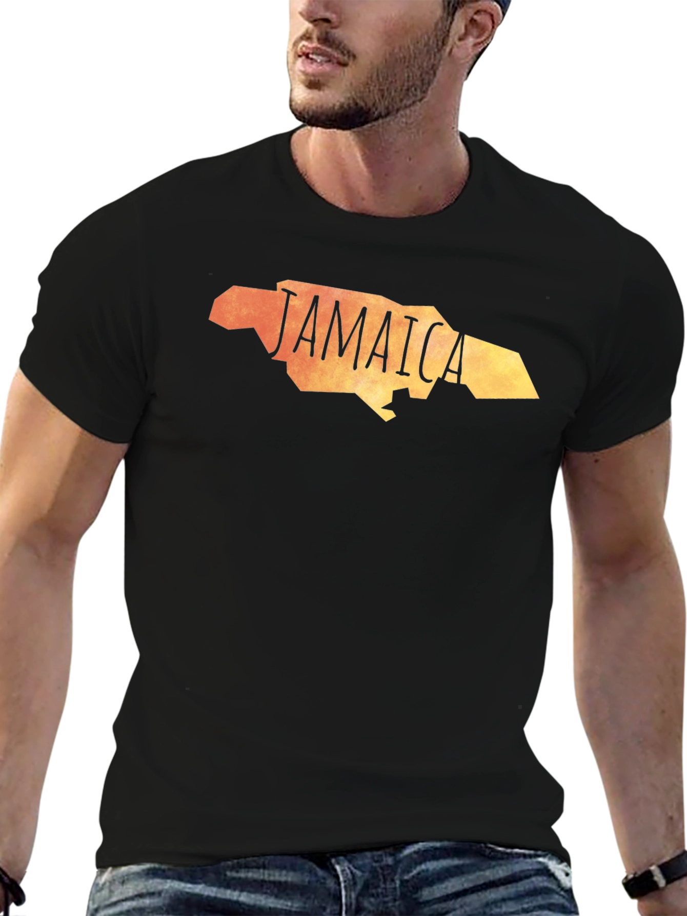 Jamaica Map Graphic T-Shirt - Black