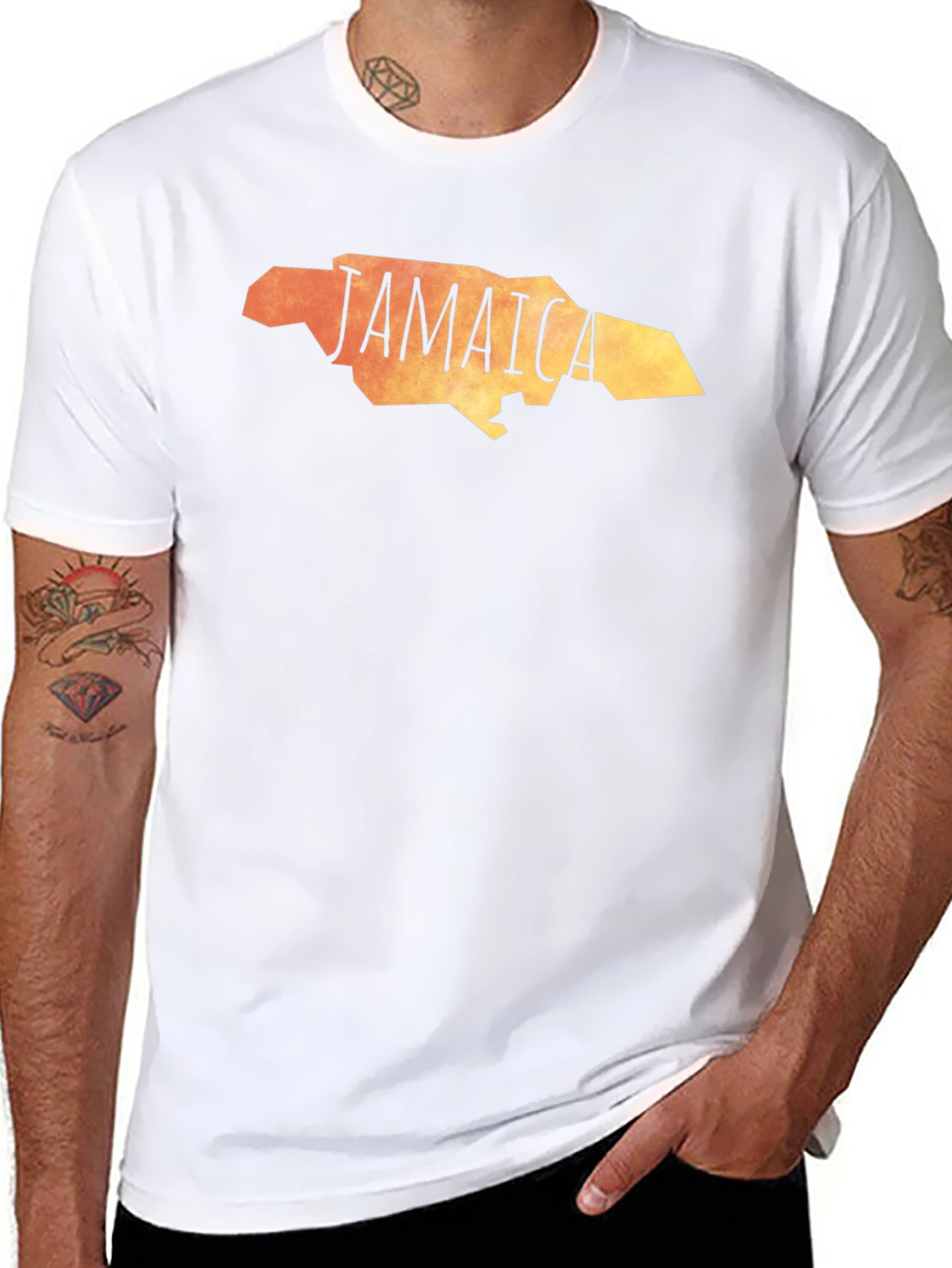 Jamaica Map Graphic T-Shirt - Black