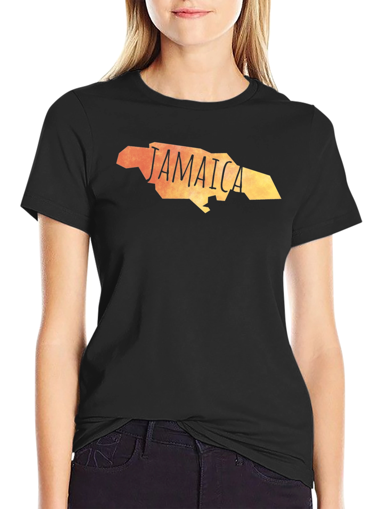 Jamaica Map Graphic T-Shirt - Black