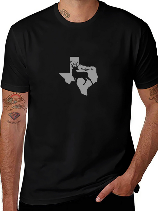 Mens Black Texas Deer Graphic Tee