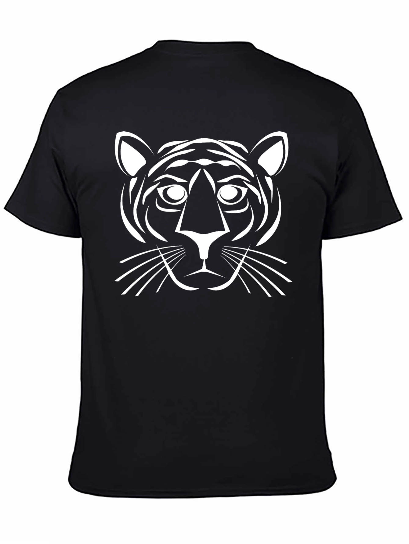 Black T-Shirt with White Tiger Graphic