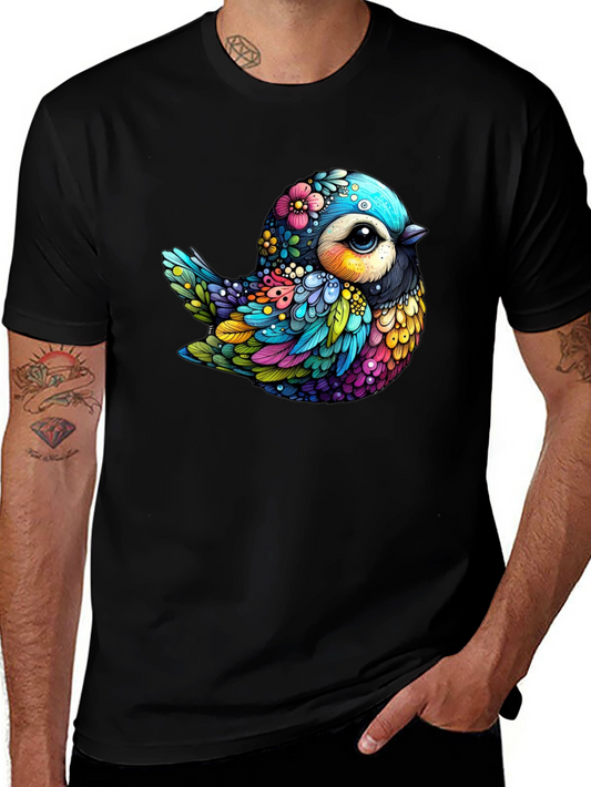 Colorful Bird Graphic Tee - Unique Art T-Shirt