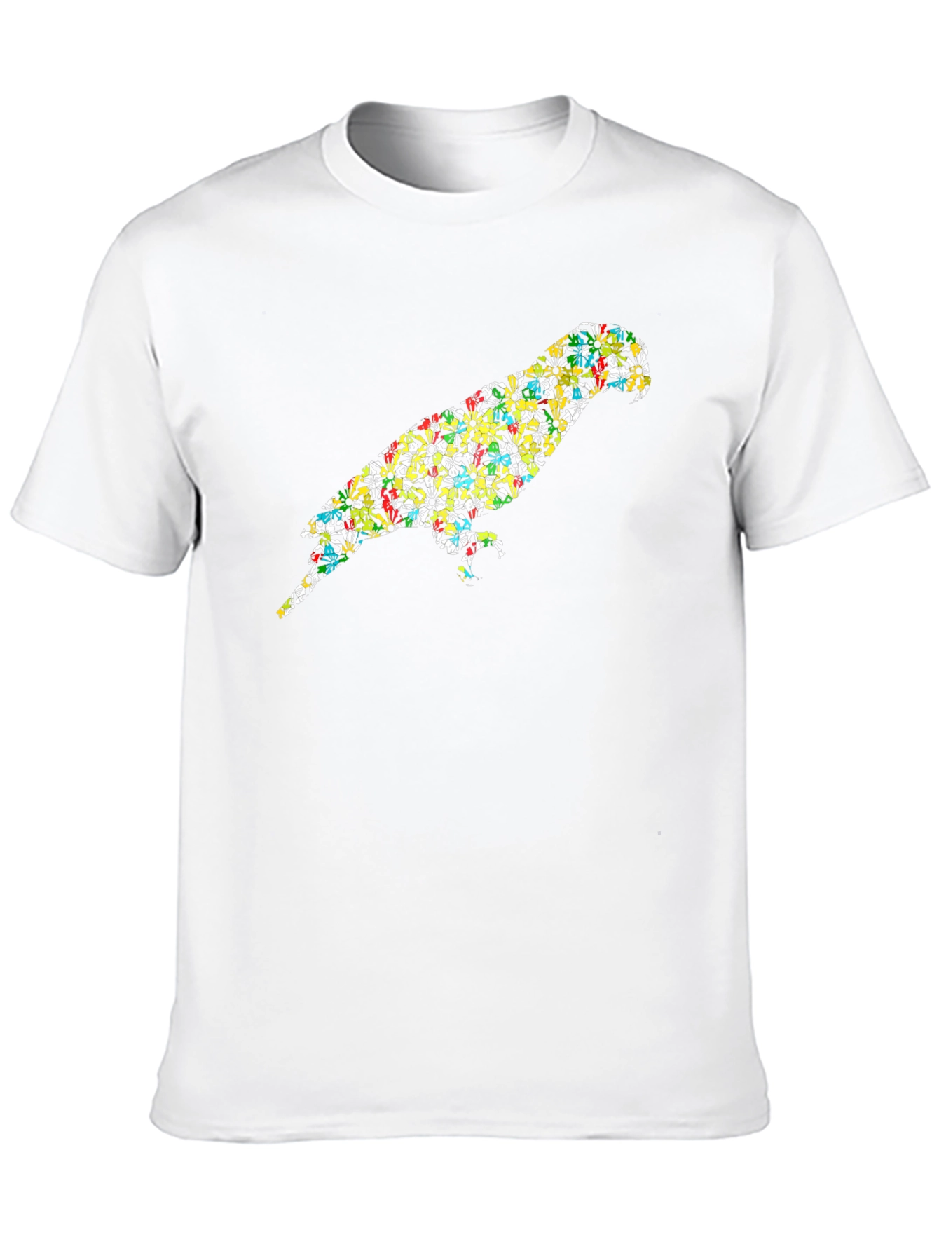 Parrot Print Black T-Shirt - Unique Bird Design