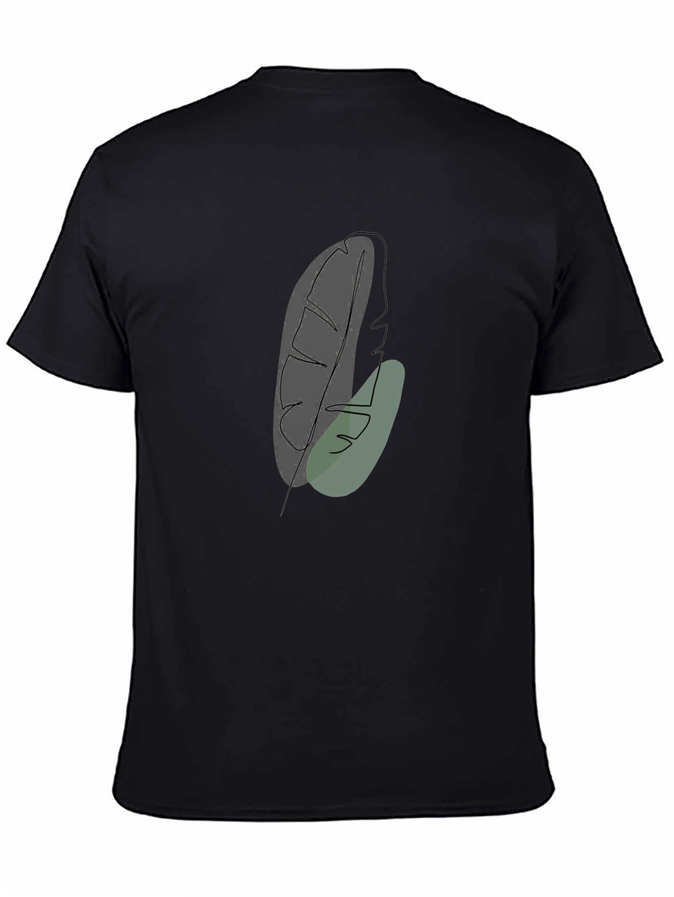 Minimalist Leaf Design Black T-Shirt