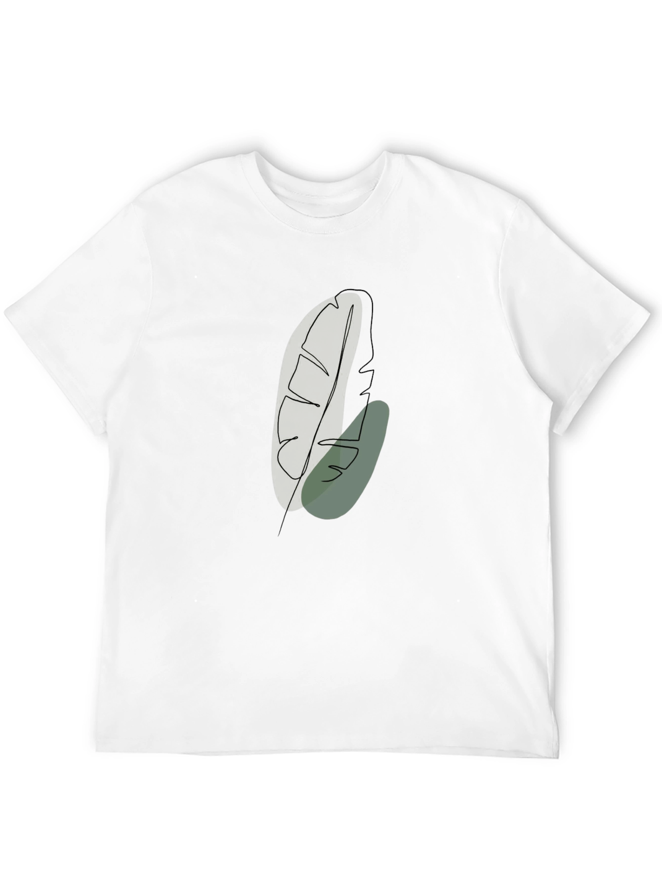Minimalist Leaf Design Black T-Shirt