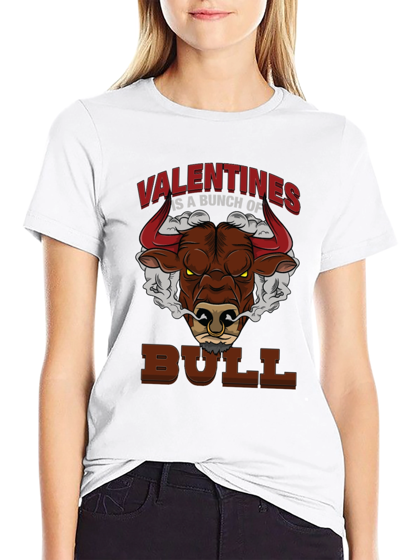 Valentines Bull Graphic T-Shirt - Funny Anti-Valentine Tee
