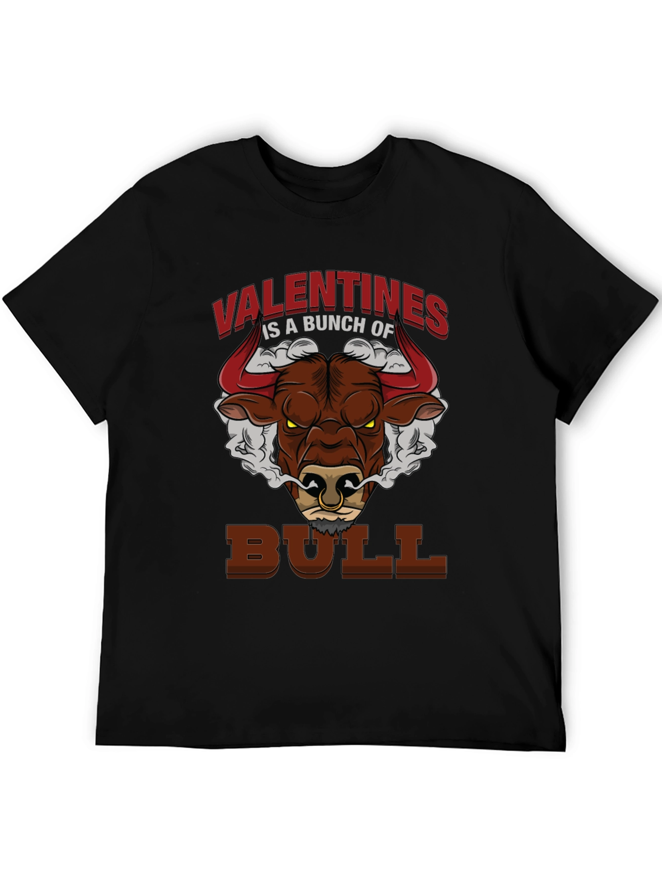 Valentines Bull Graphic T-Shirt - Funny Anti-Valentine Tee