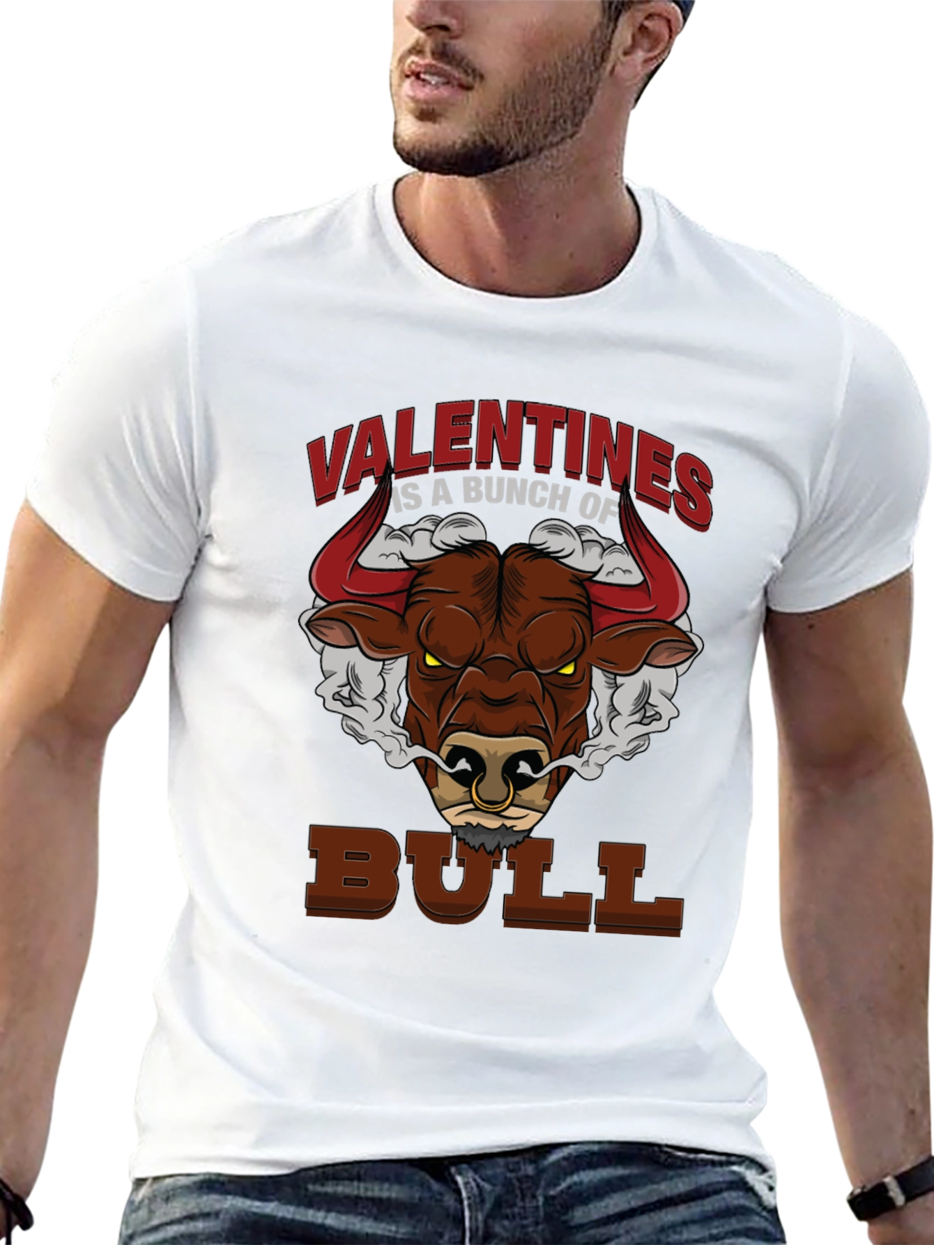 Valentines Bull Graphic T-Shirt - Funny Anti-Valentine Tee