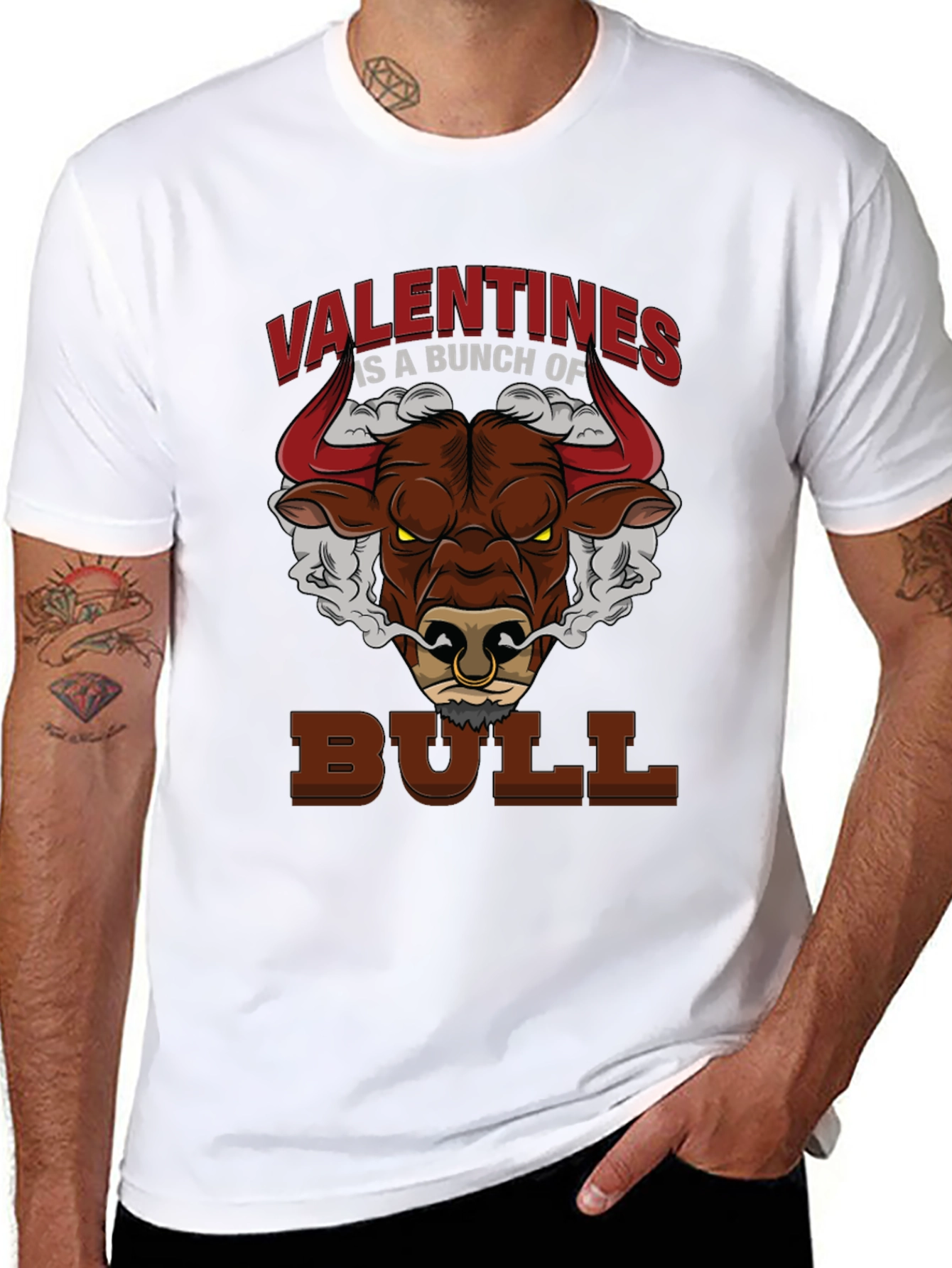 Valentines Bull Graphic T-Shirt - Funny Anti-Valentine Tee