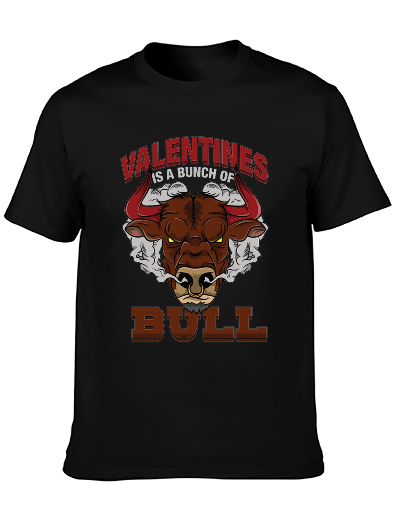 Valentines Bull Graphic T-Shirt - Funny Anti-Valentine Tee