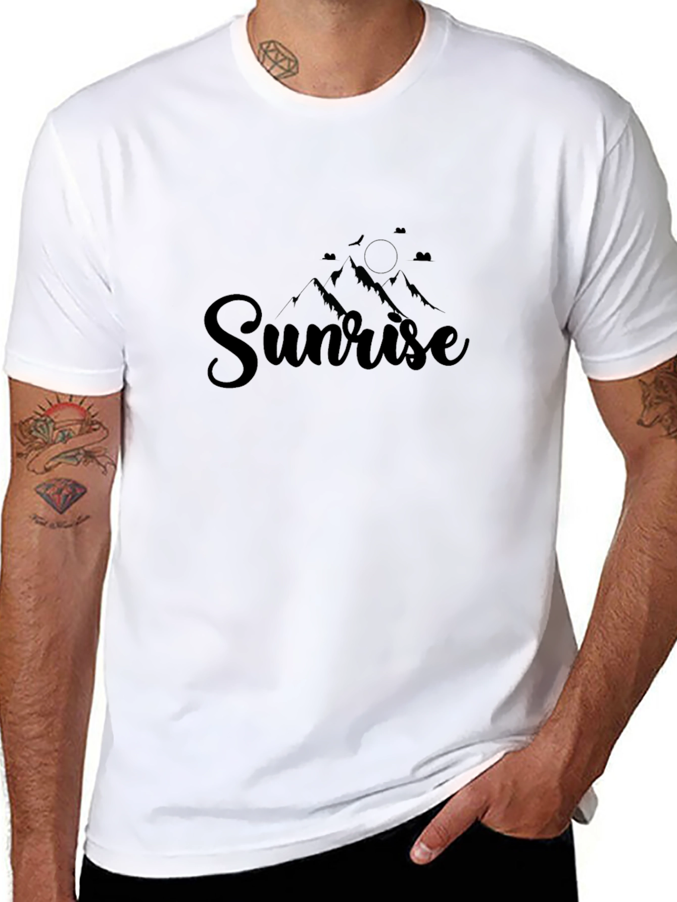 Sunrise Mountain Graphic Tee - Stylish Black T-Shirt