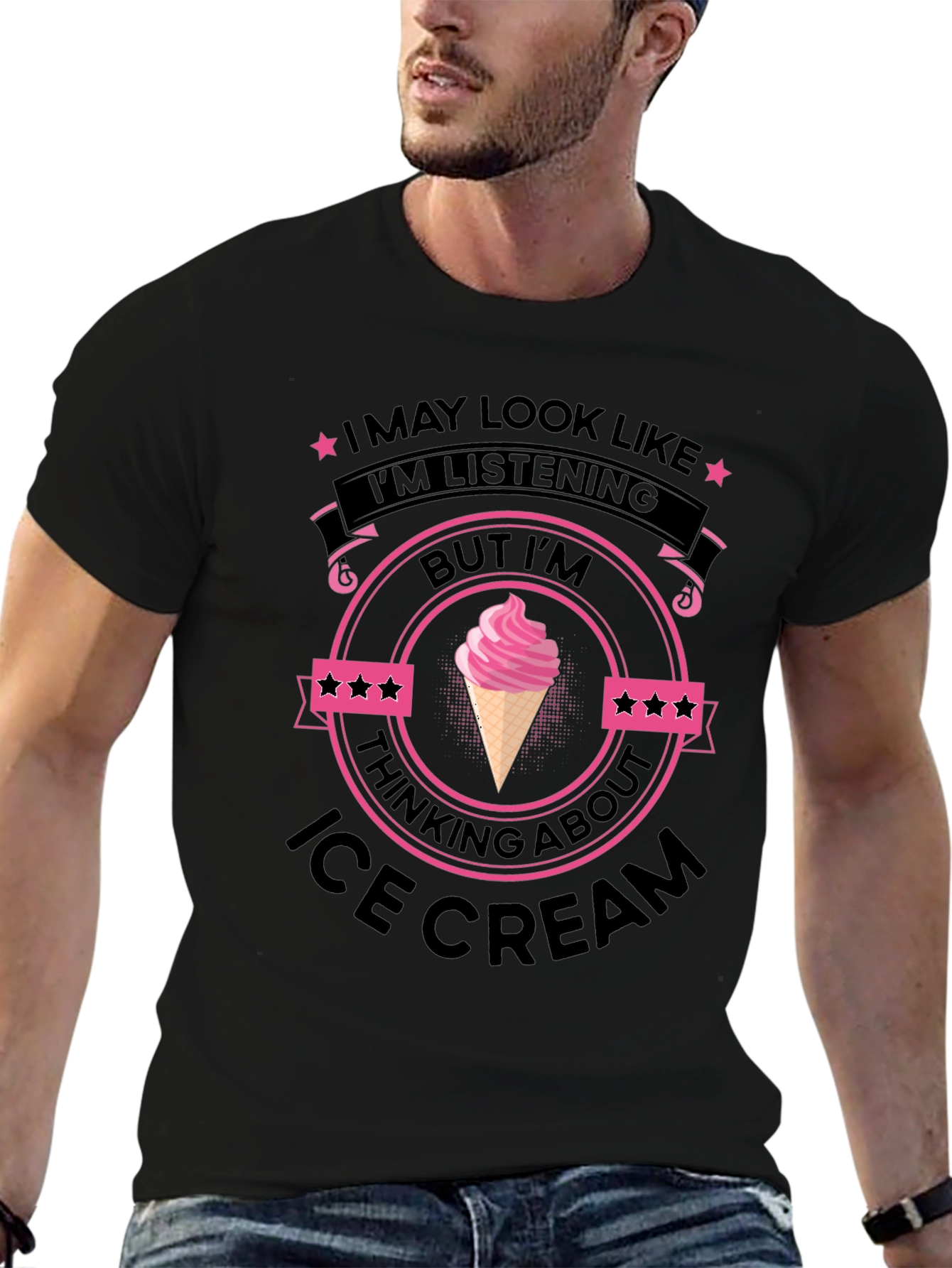 Ice Cream Minded Black T-Shirt