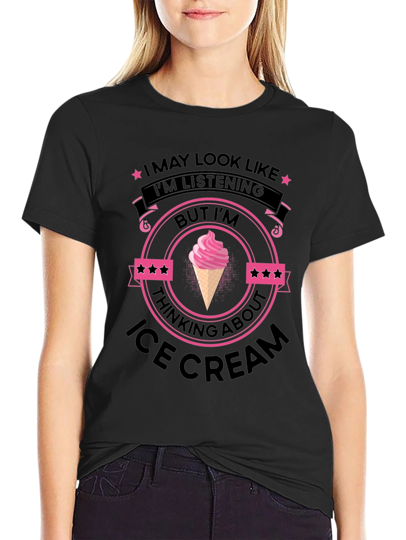 Ice Cream Minded Black T-Shirt