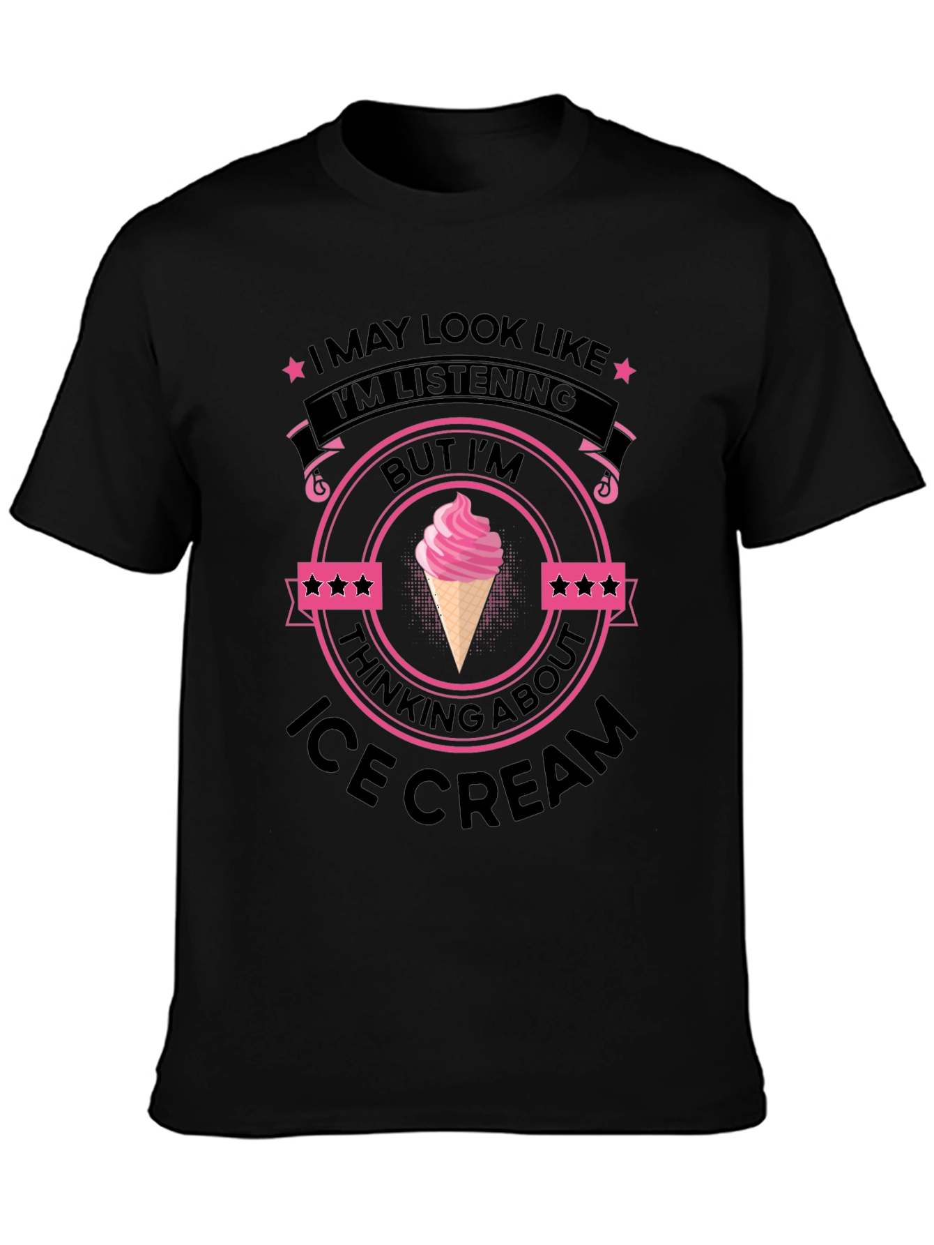 Ice Cream Minded Black T-Shirt