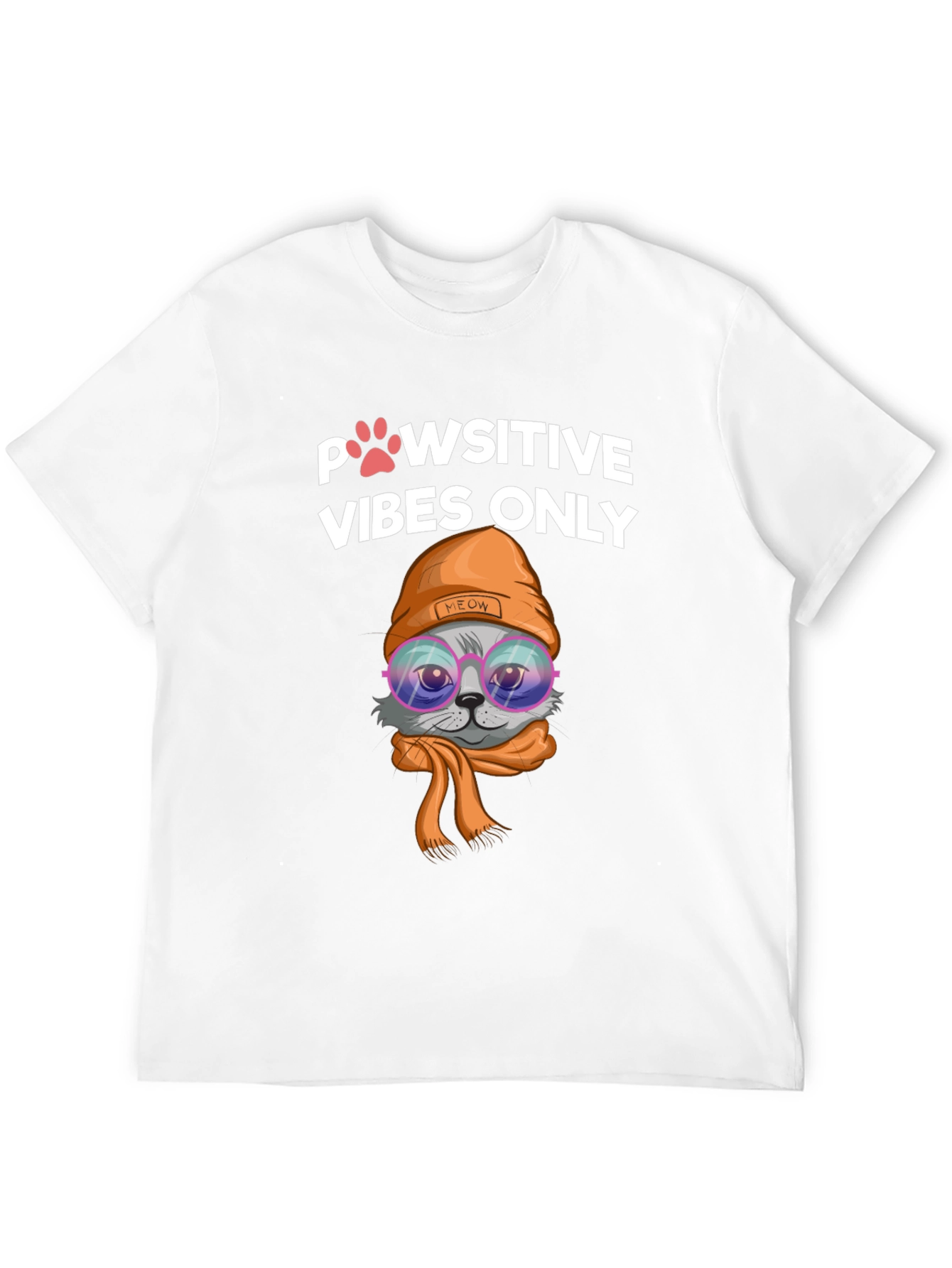 Pawsitive Vibes Cat Graphic Tee - Trendy Style!